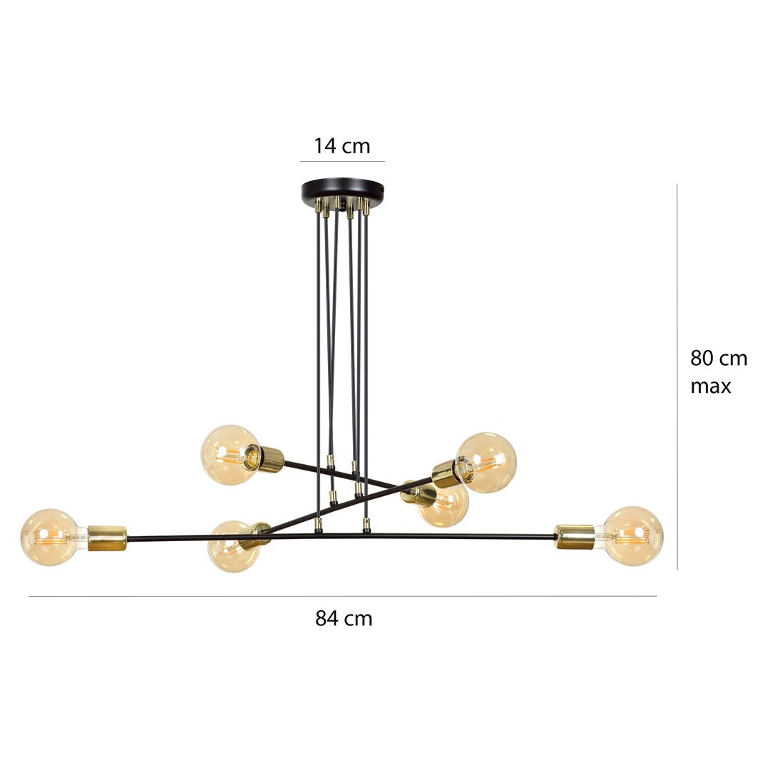 Lampa wisząca VESIO Czarny 785/6 - 785/6