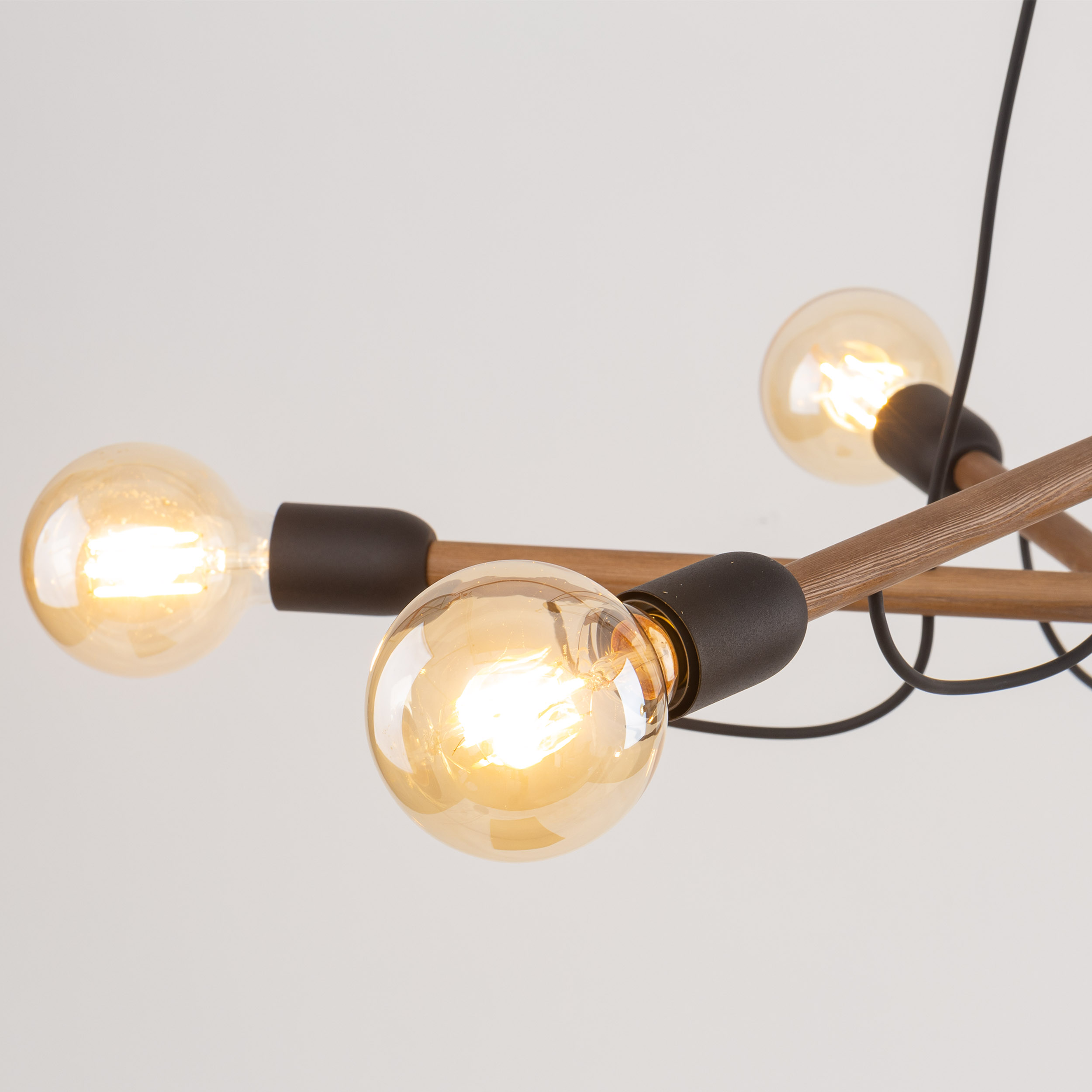 Lampa wisząca HELIX czarna orzechowe drewniane poprzeczki 150x93cm - TK_4950
