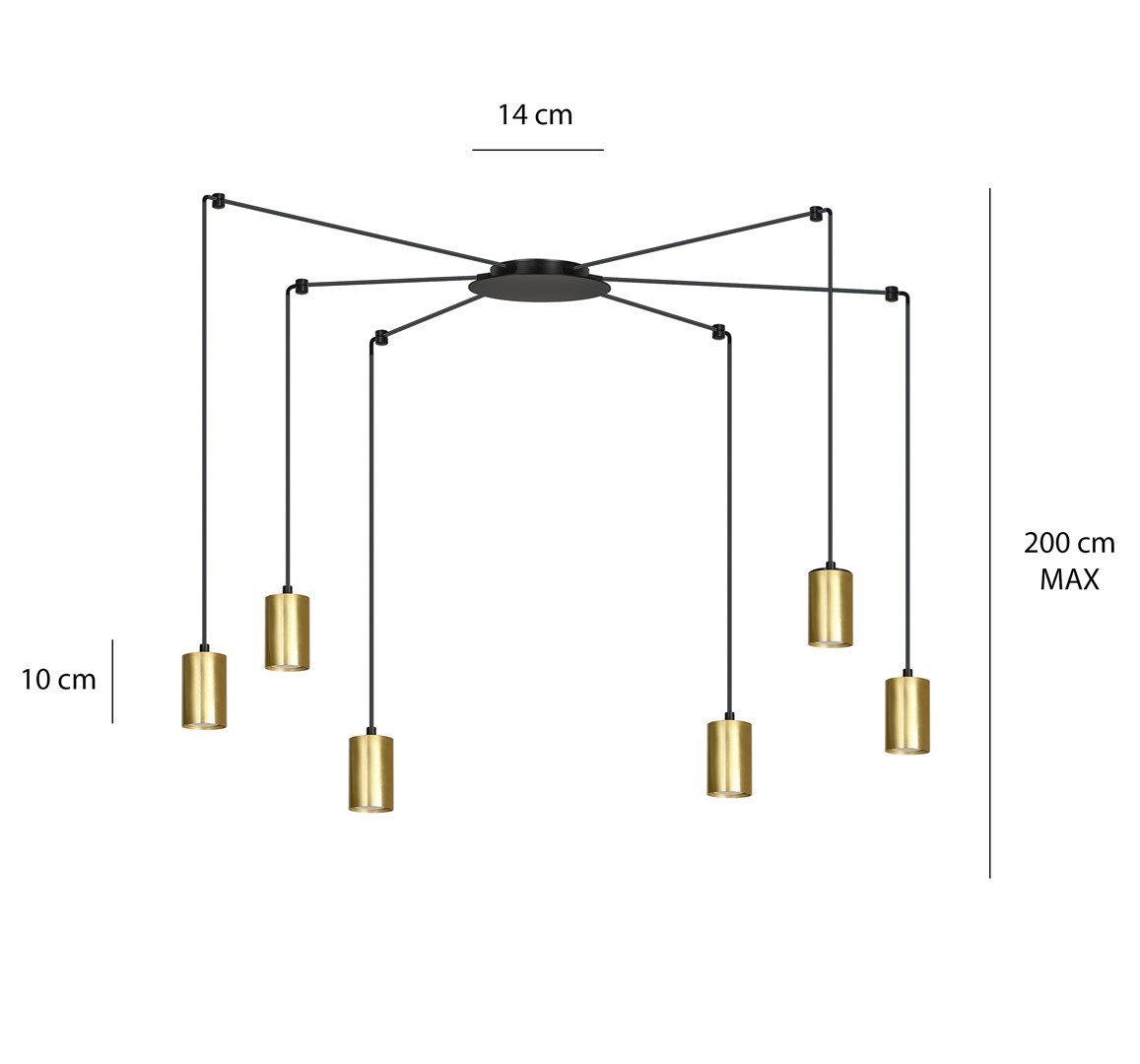 Lampa wisząca TRAKER Czarny/Złoty 526/6 - 526/6