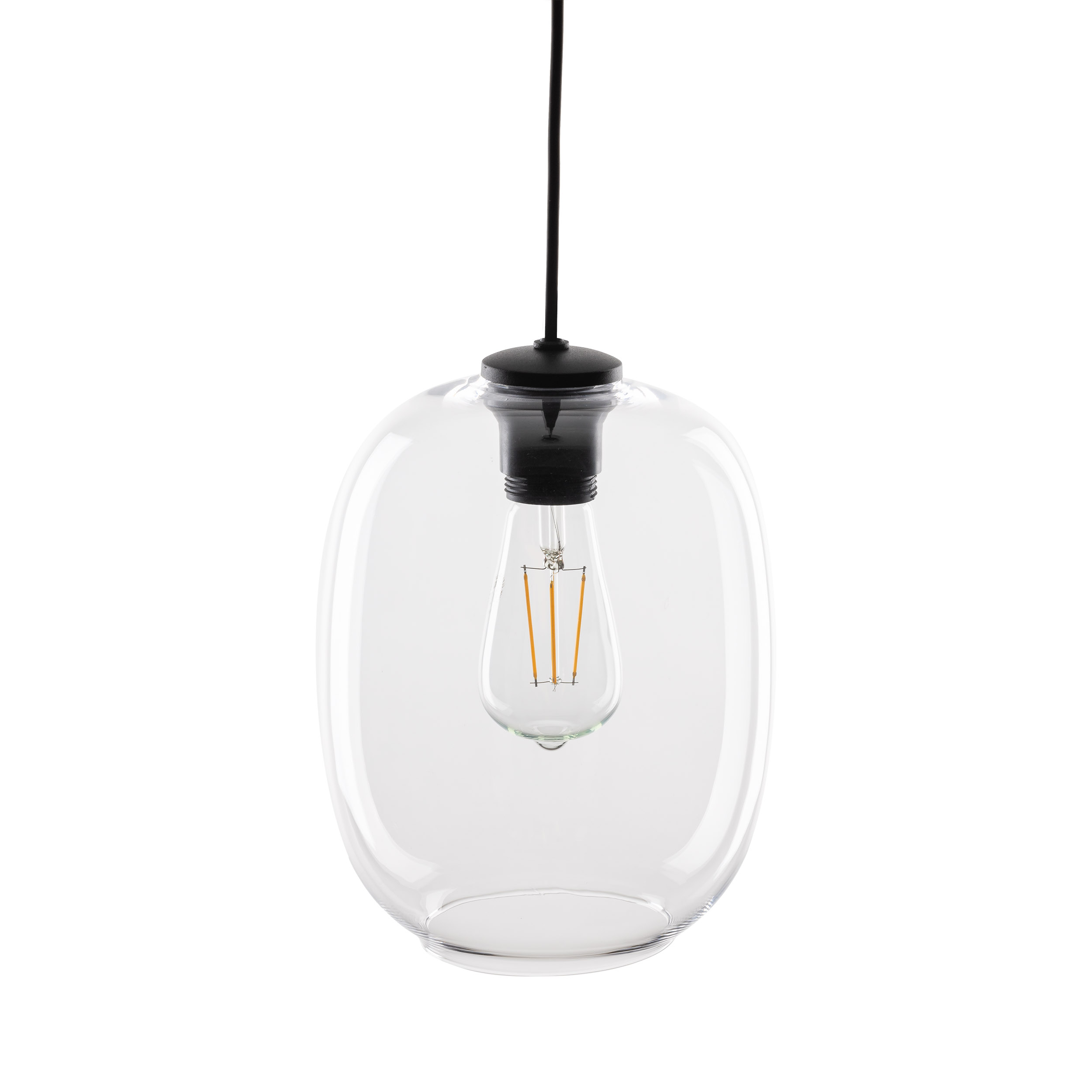 Lampa wisząca ELIO czarna z transparentnym szklanym kloszem 170x20cm - TK_4339