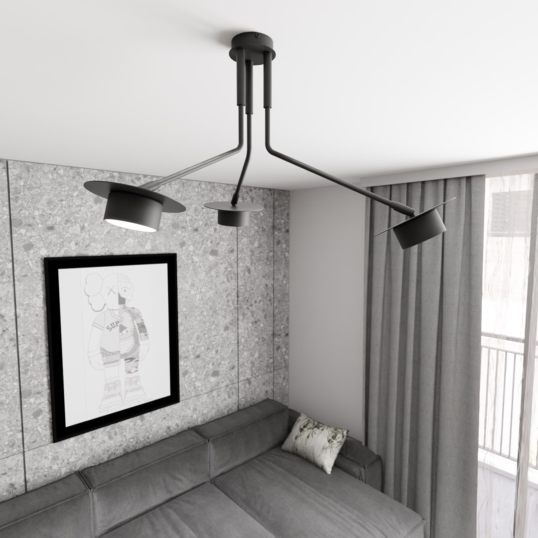 Lampa sufitowa MIZU 3 BL czarna - 1448/3