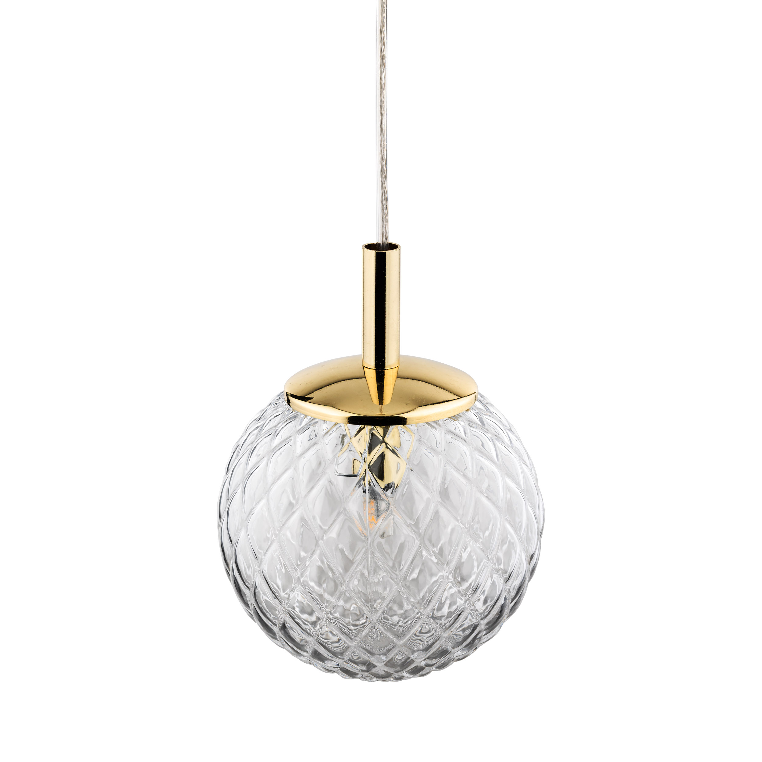 Lampa wisząca CADIX złota z transparentnym kryształowym szklanym okrągłym kloszem 150x14cm - TK_759