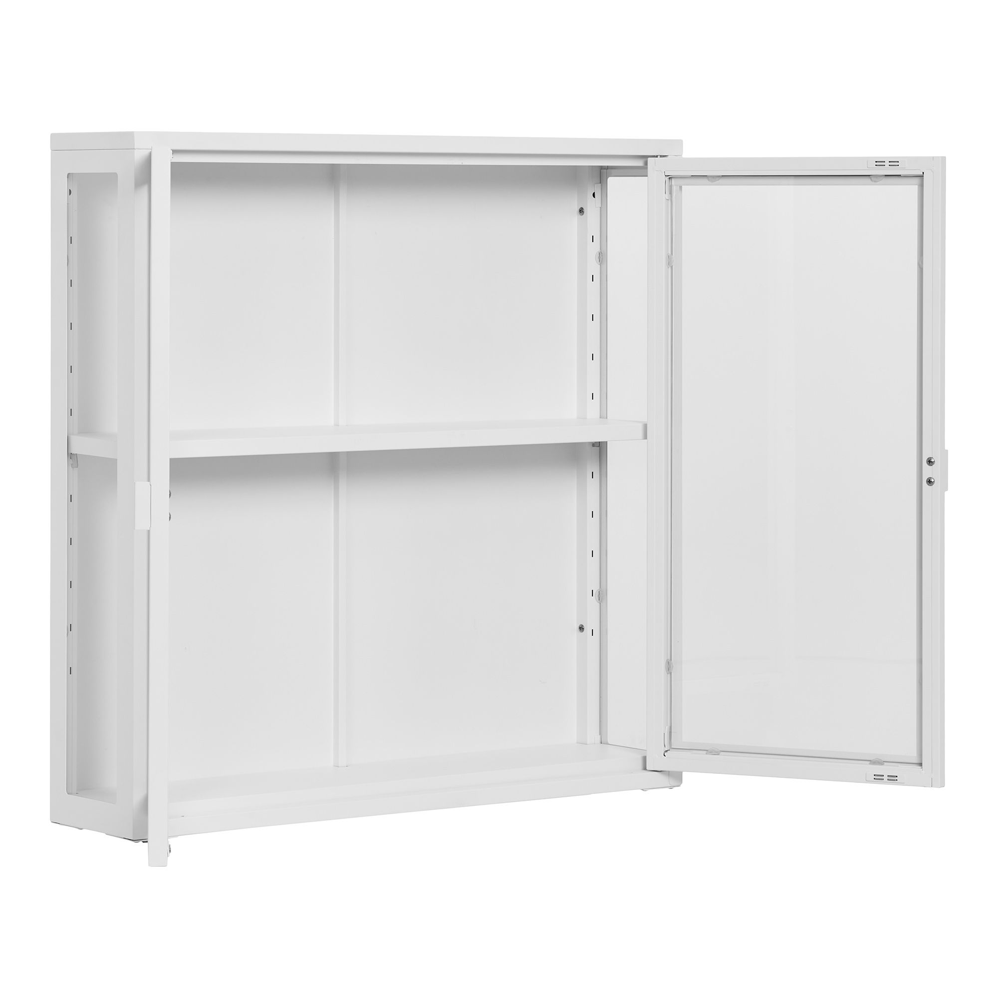 Witryna wisząca 2-drzwiowa BRISBANE przeszklone boki 80x18x80 cm - biała - 3003011