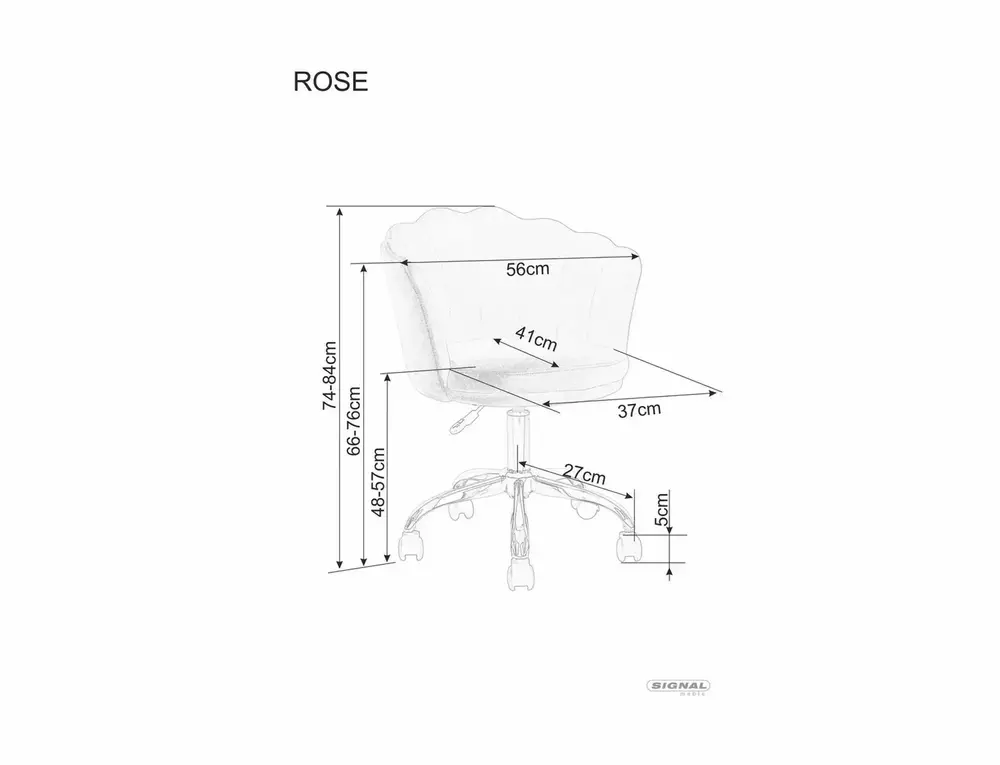 Fotel obrotowy ROSE VELVET muszelka szary Signal - OBRROSEVSZ