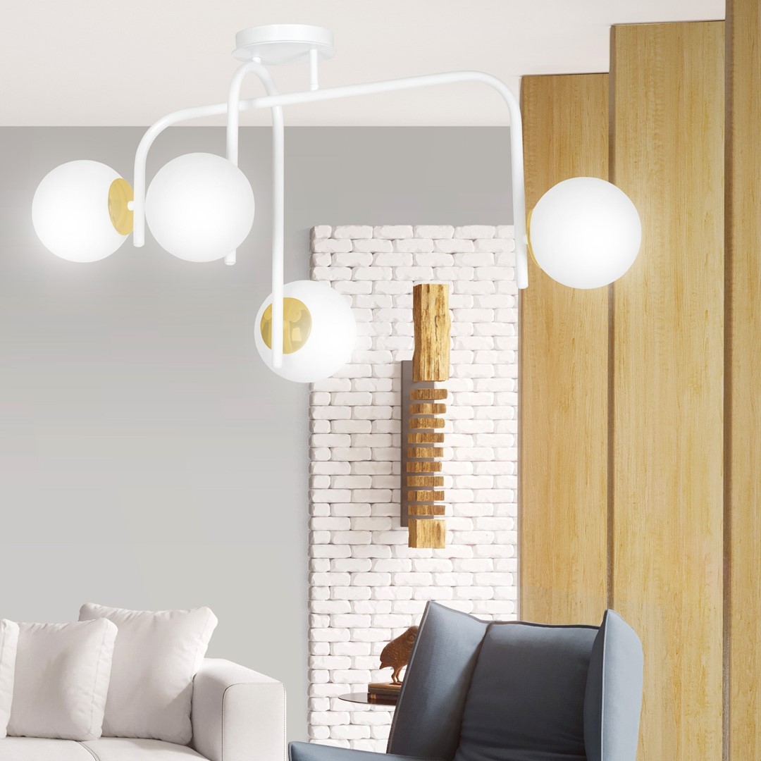 Lampa sufitowa  RAGNAR Biały/Złoty 1033/4B - 1033/4B