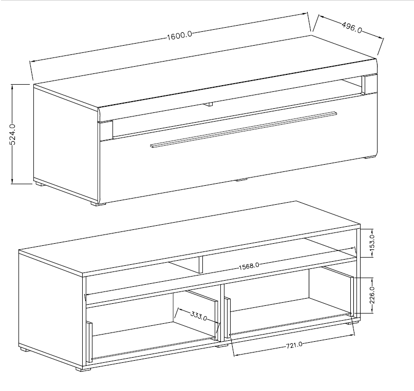 Komoda RTV TULSA 40 z szufladą i półką biała 160x52x50cm - 2497FJ40