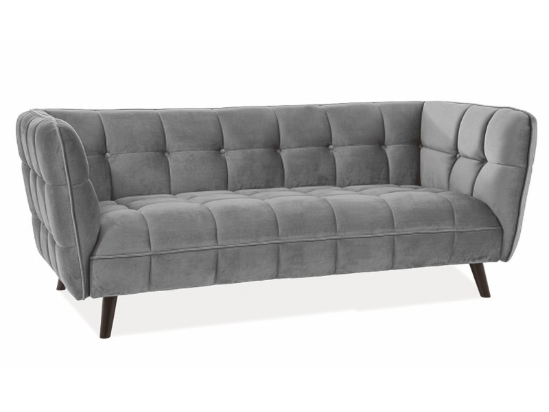 Sofa CASTELLO 3 VELVET szary bluvel 14/wenge - CASTELLO3V14