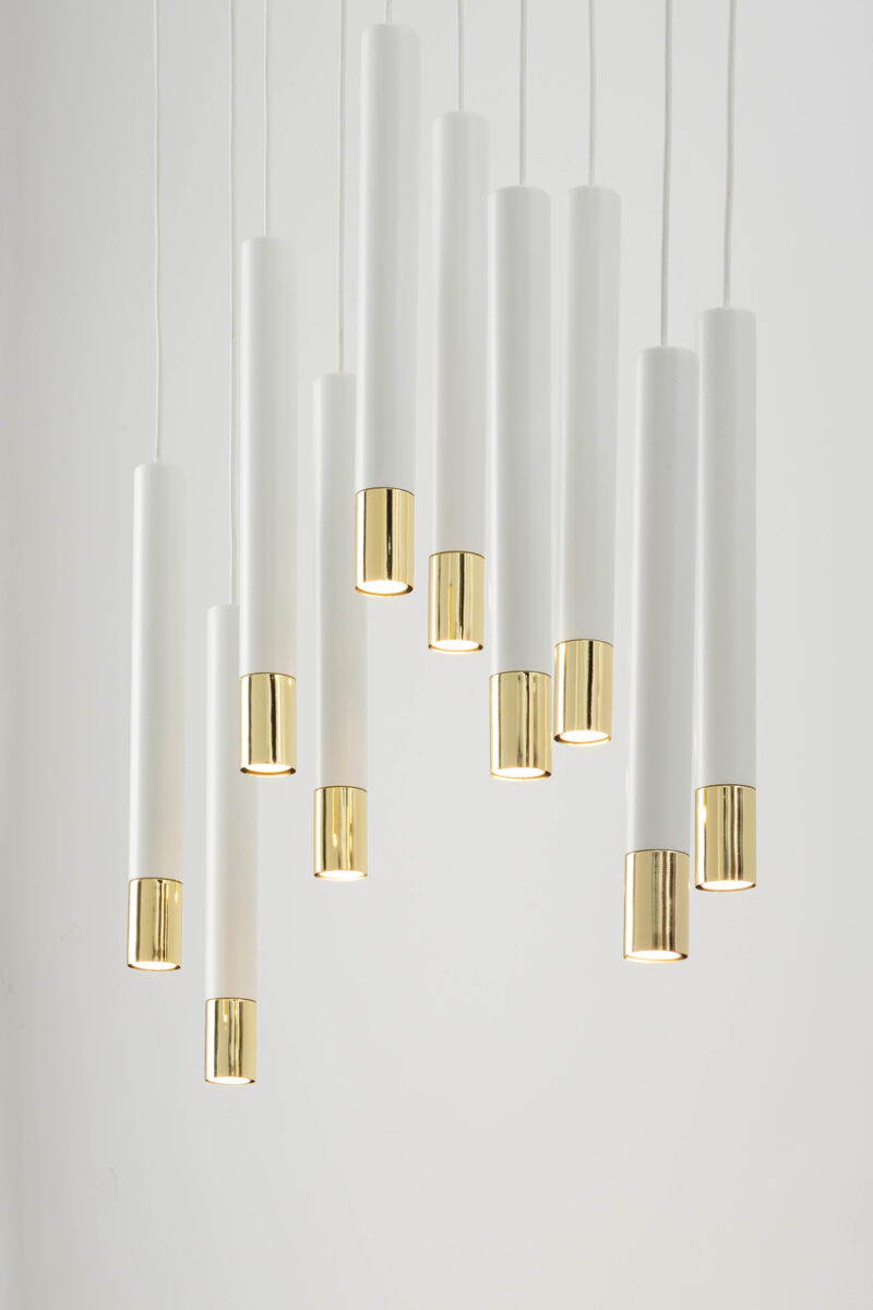 SOPEL GRAND 10 biały/złoty lampa wisząca - SI_33392