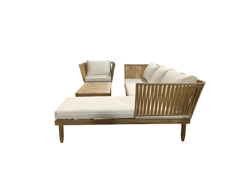 Zestaw ogrodowy wypoczynkowy SEMPLE 3-set drewniany kremowy Zenjoy + GRATIS - SEMPLE_KREMOWY