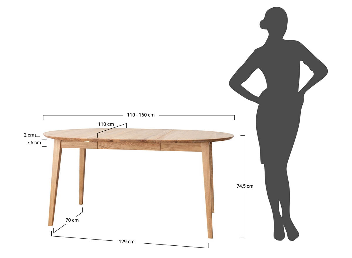 Stół dębowy okrągły 110 cm do 160 cm rozsuwany Orbetello Dąb Olejowany - KULSR110