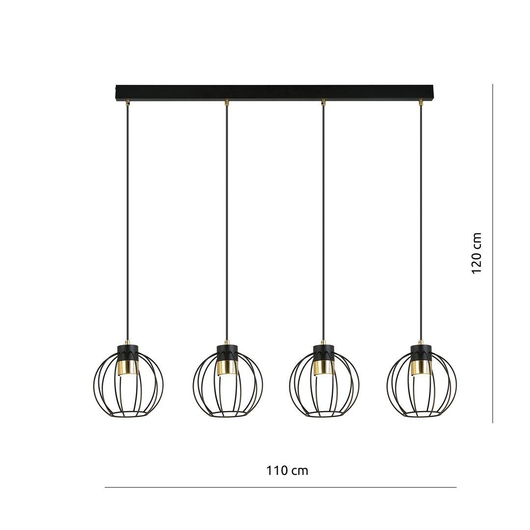 Lampa wisząca AJAX Czarny/Złoty 1200/4 - 1200/4