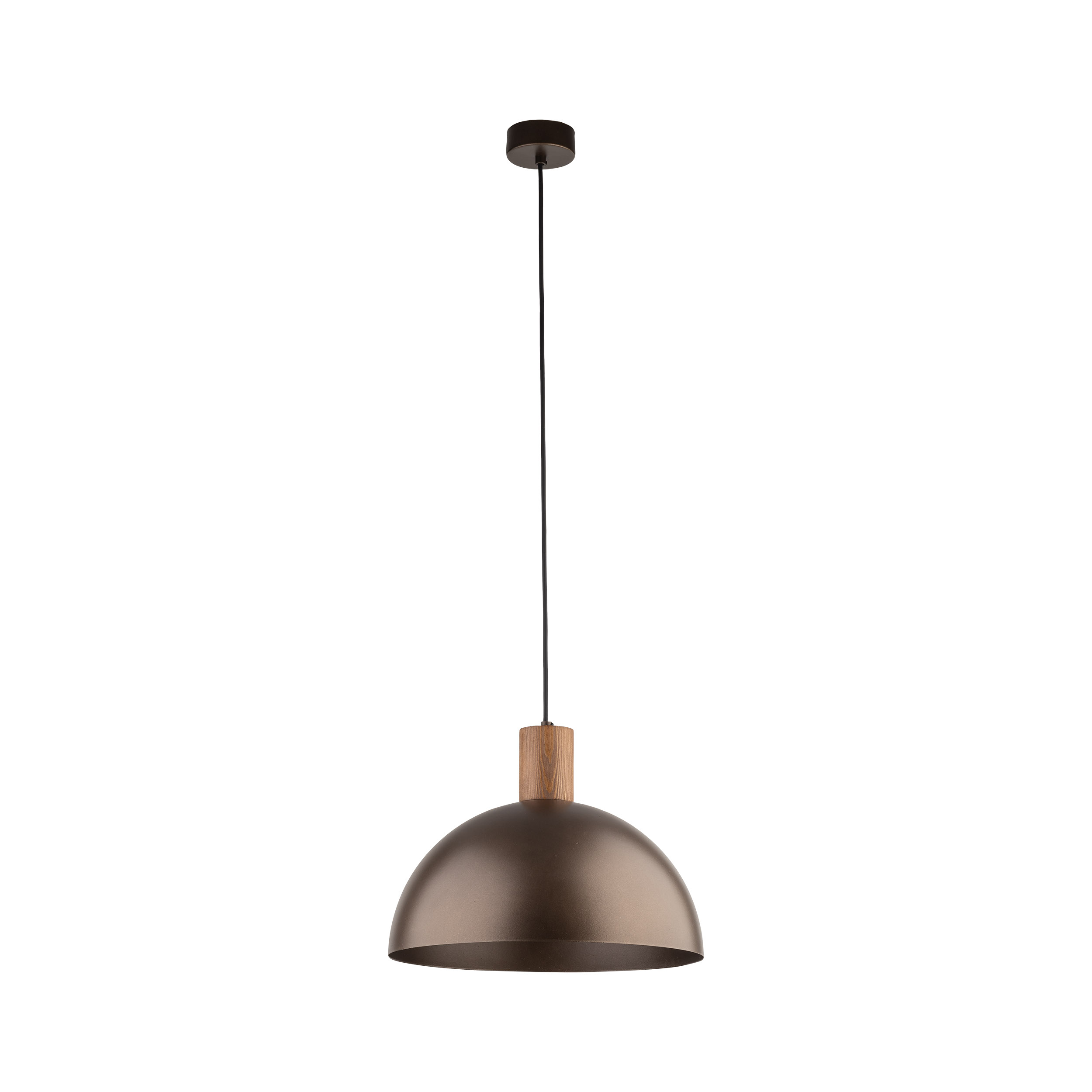 Lampa wisząca OSLO brązowa matowa na czarnym przewodzie z drewnianym elementem 170x33cm - TK_4508