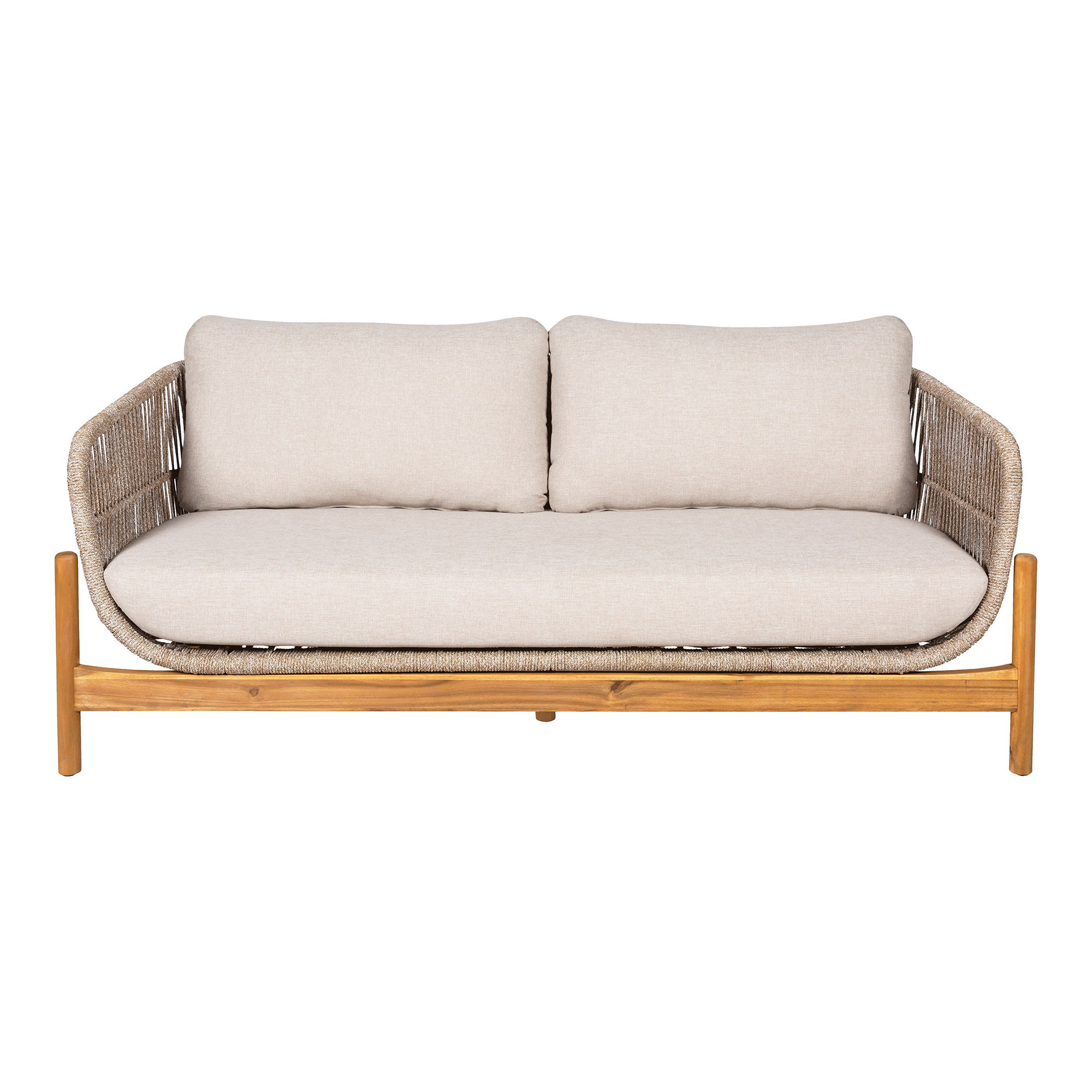 Sofa ogrodowa TERRACINA z poduszkami - sznurek beżowy, drewniany stelaż - 7051021