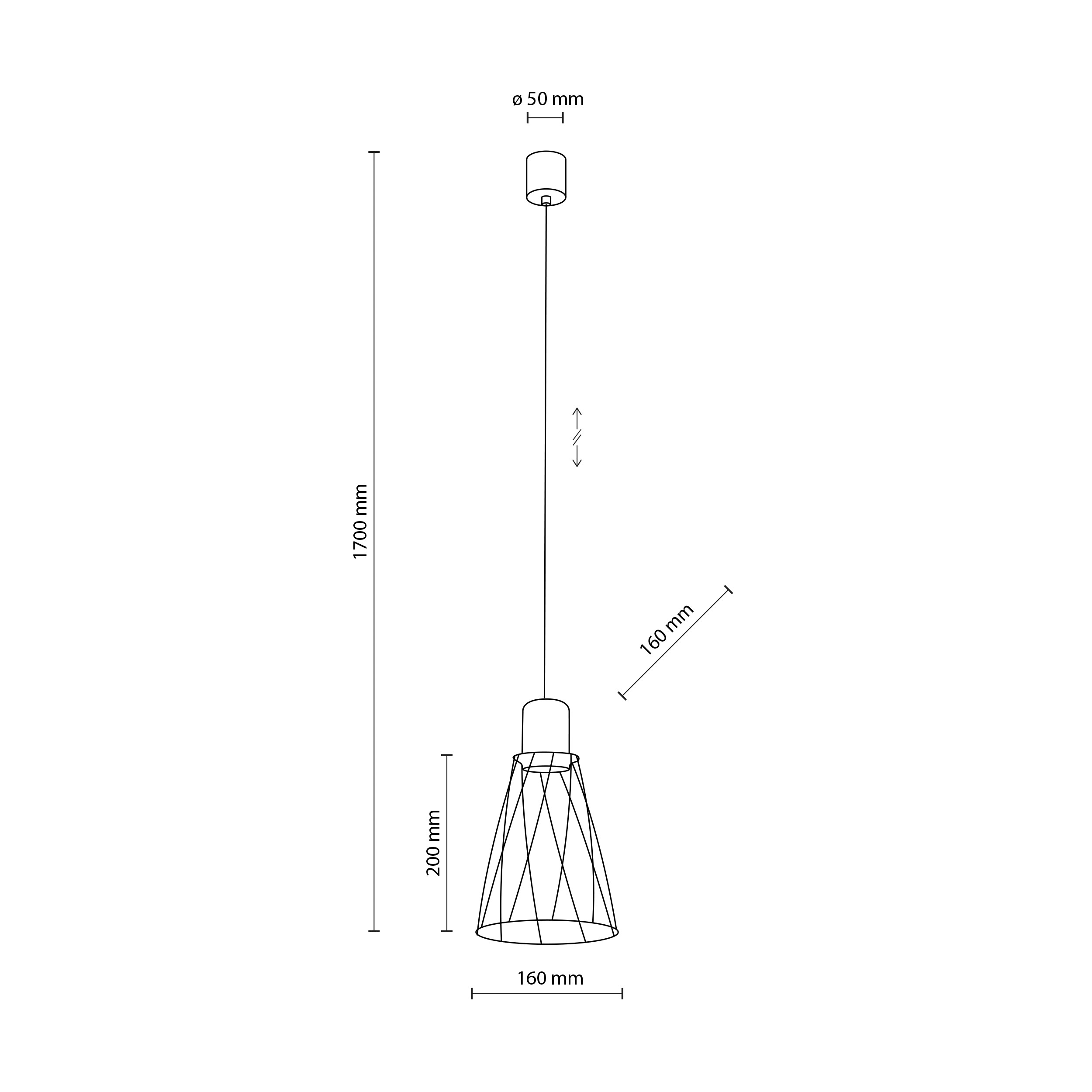 Lampa wisząca MODESTO metalowa czarna 170x16cm - TK_10159