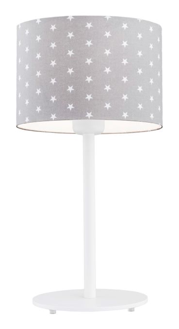 Lampa stołowa MAGIC biała abażur szary w białe gwiazdki 55cm