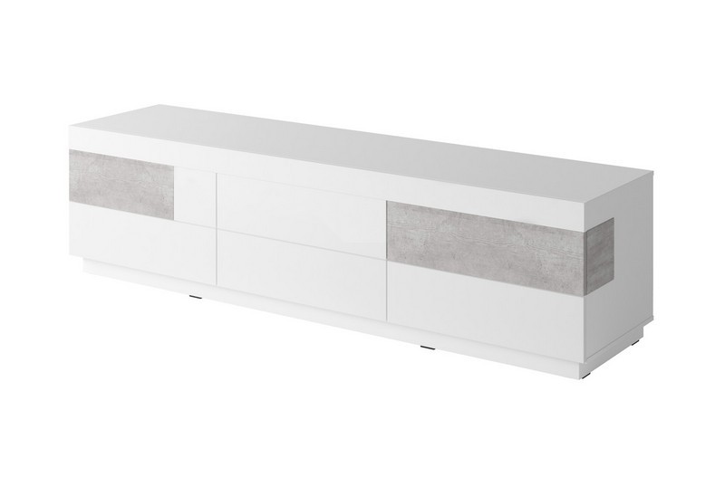 Komoda czterodrzwiowa z szufladami SILKE 25 biały/beton Helvetia