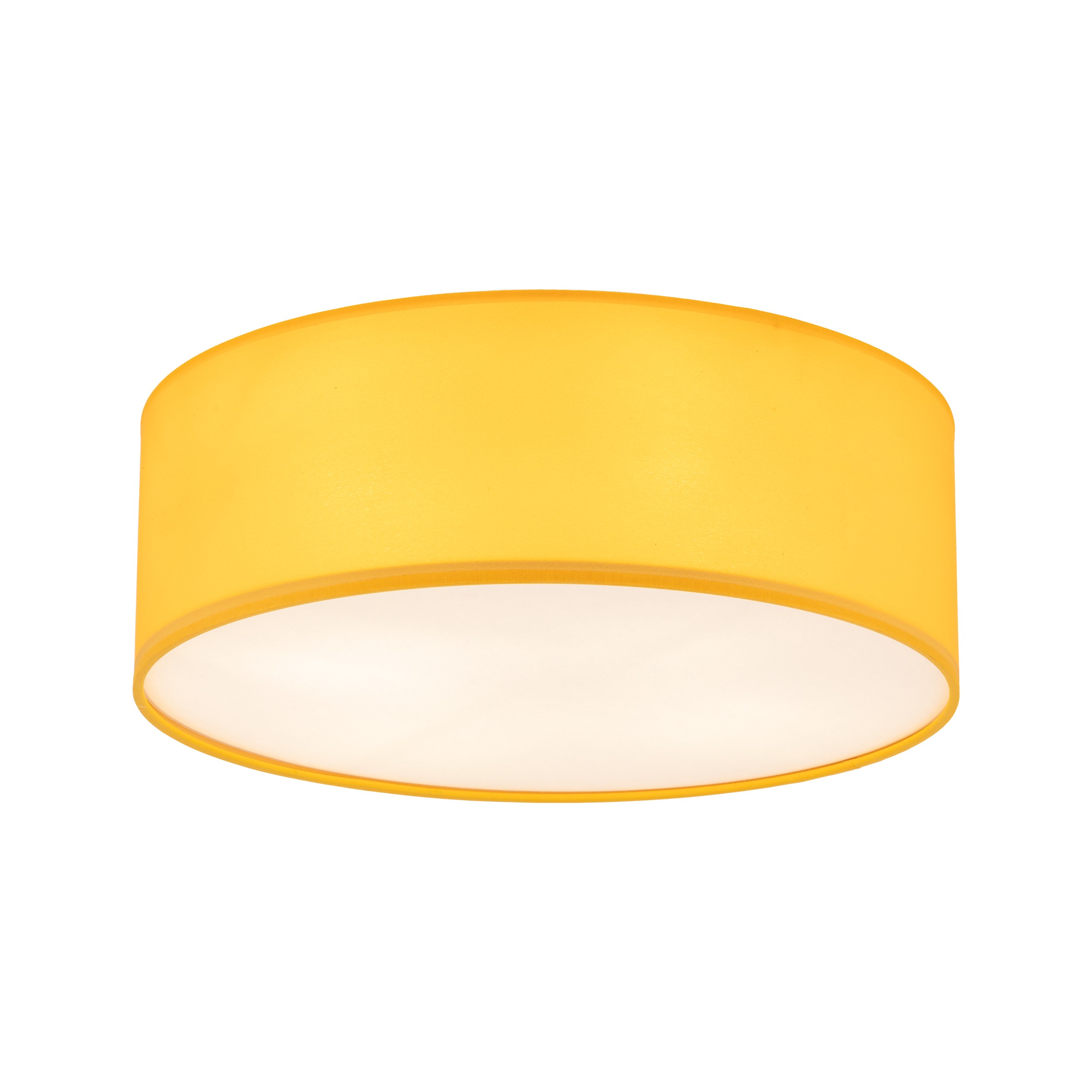 Lampa sufitowa NICOLA żółta z tkaniny z białym kloszem okrągła 38x14cm - TK_10154