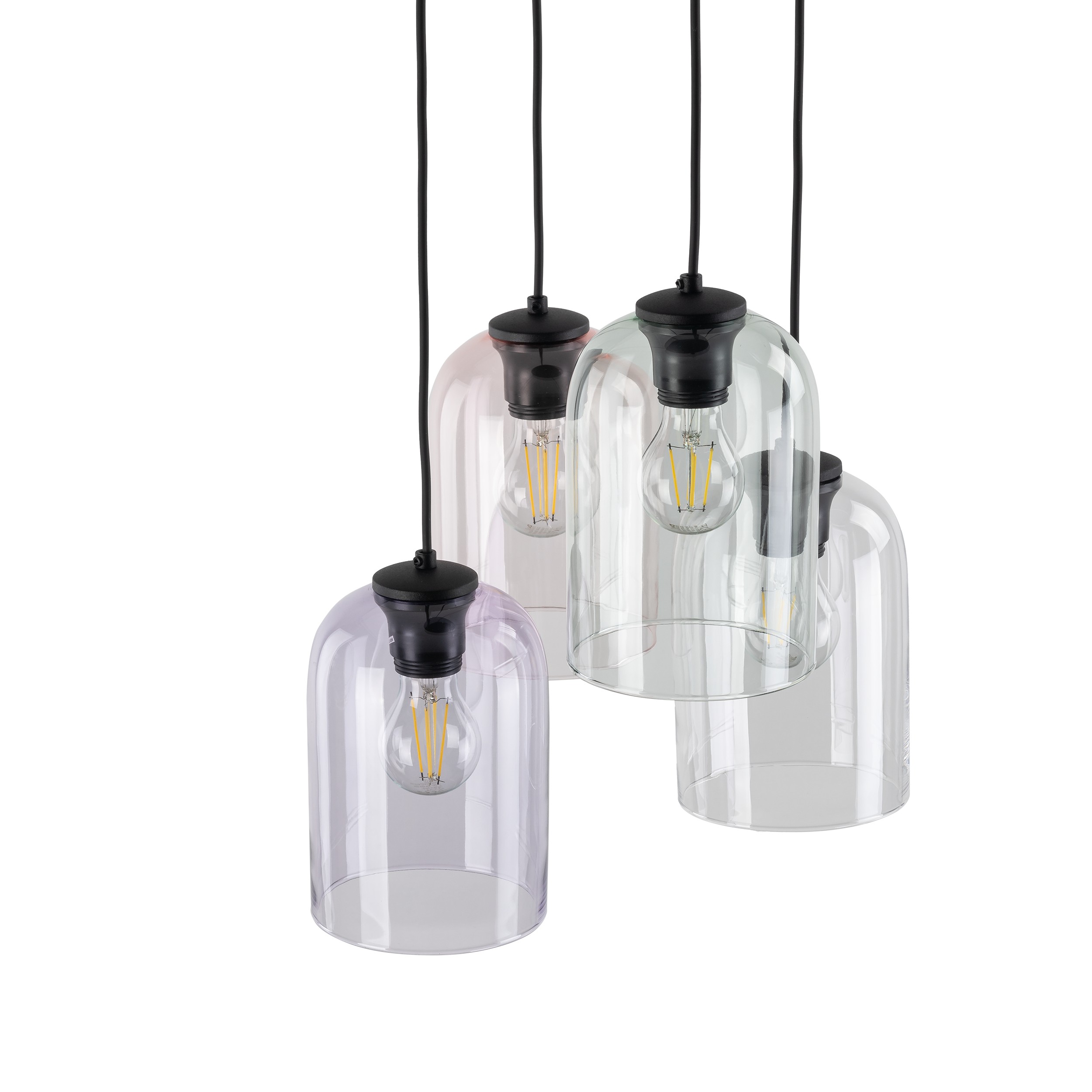 Lampa wisząca MOLLY czarna różnokolorowe transparentny różowy zielony fioletowy klosz 150x38cm - TK_10301
