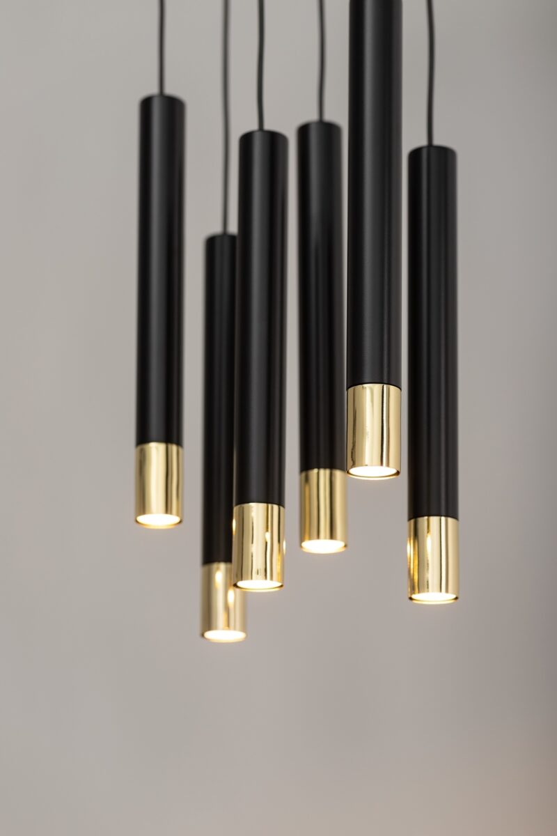 SOPEL GRAND 6 czarny/złoty lampa wisząca - SI_33397