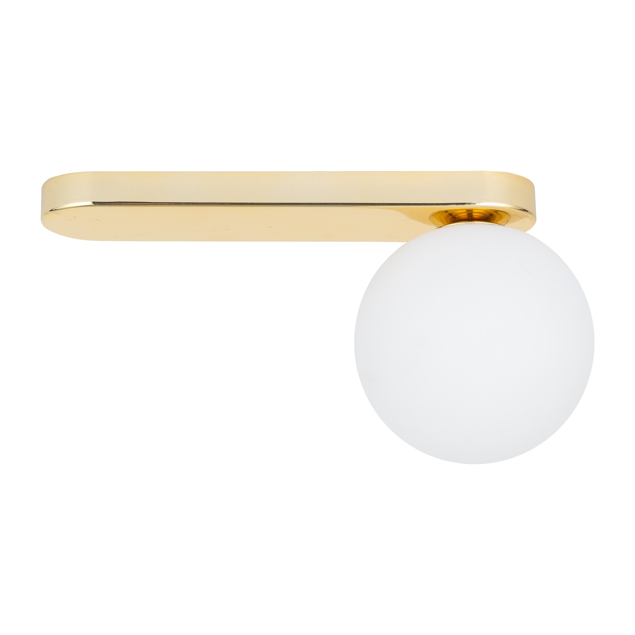 Lampa sufitowa BIANCA złota z białym okrągłym szklanym kloszem 27x15x12cm - TK_4698