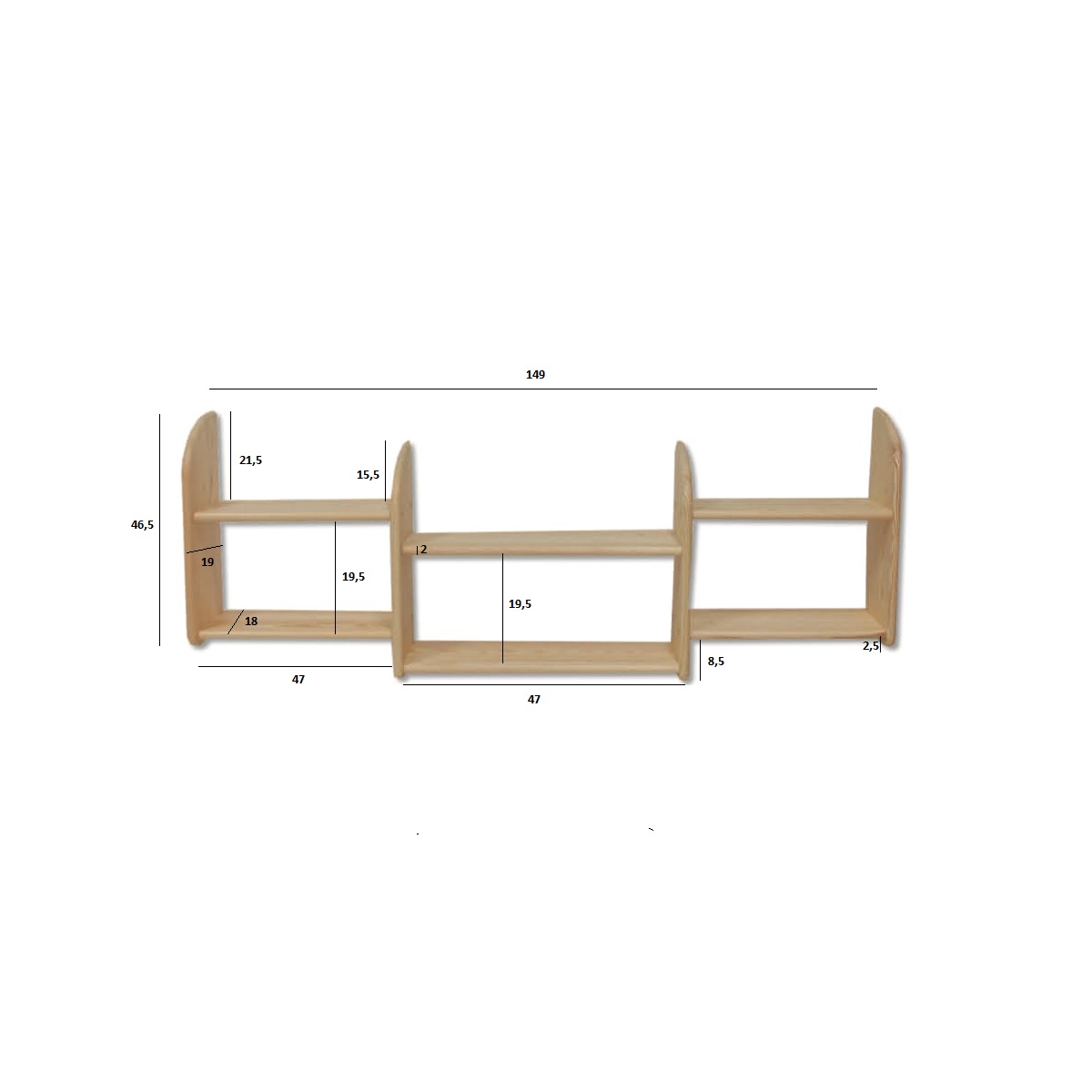 PK101 półka S150 W47 G19 sosna olcha DREWMAX - 01544