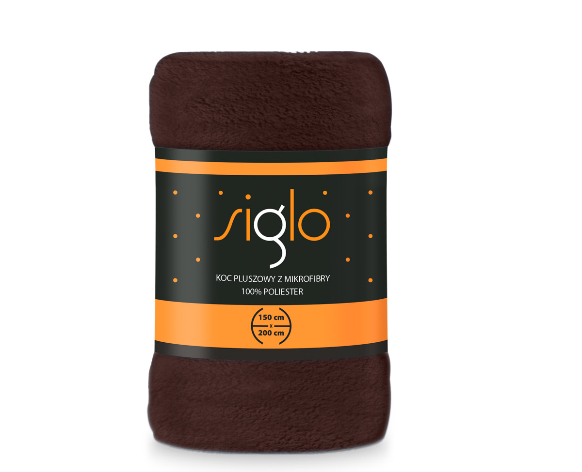 Koc pluszowy SIGLO 150X200 mikrofibra 240g/m2 ciemny brąz