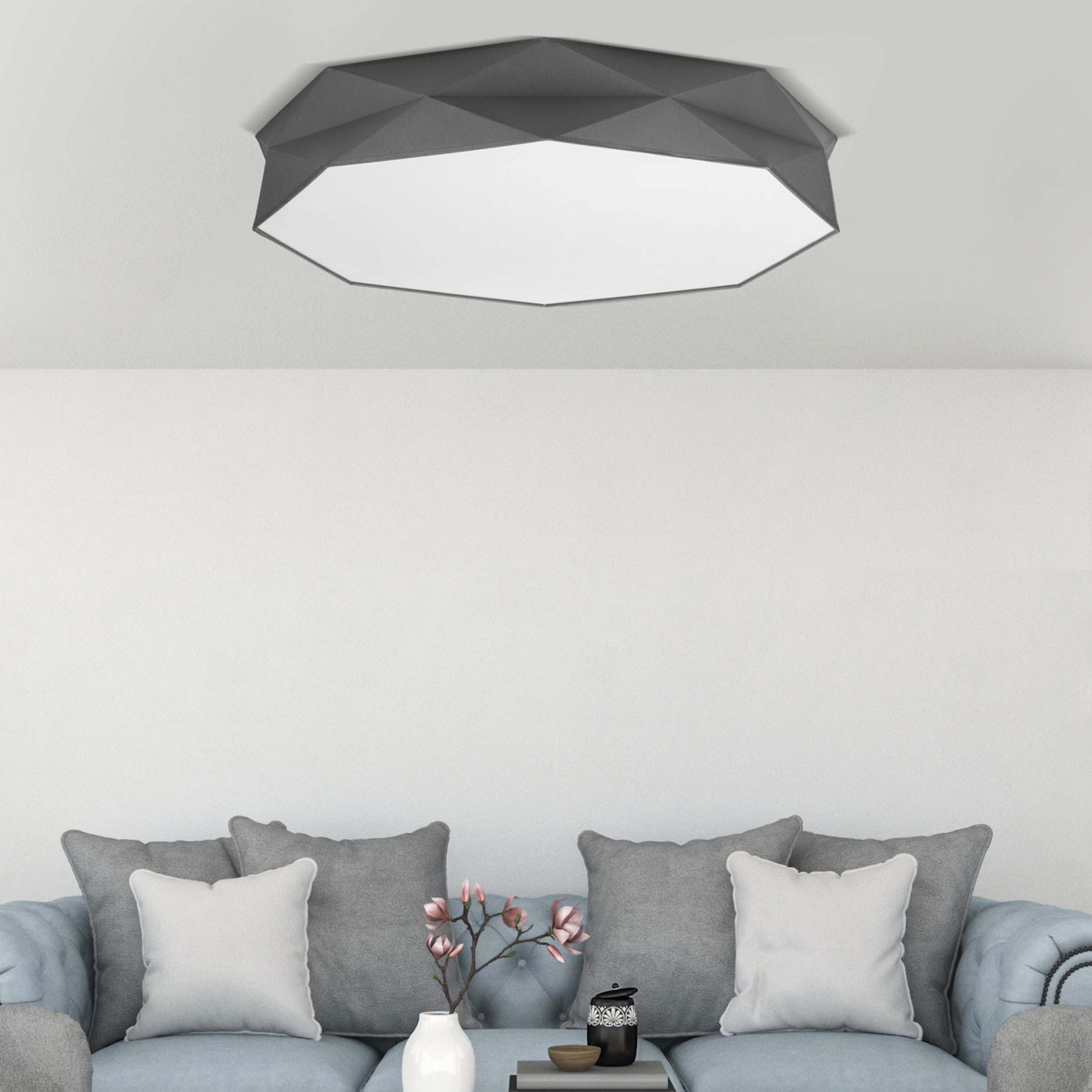 Lampa sufitowa KANTOOR szara z białym kloszem 78x17cm - TK_4223