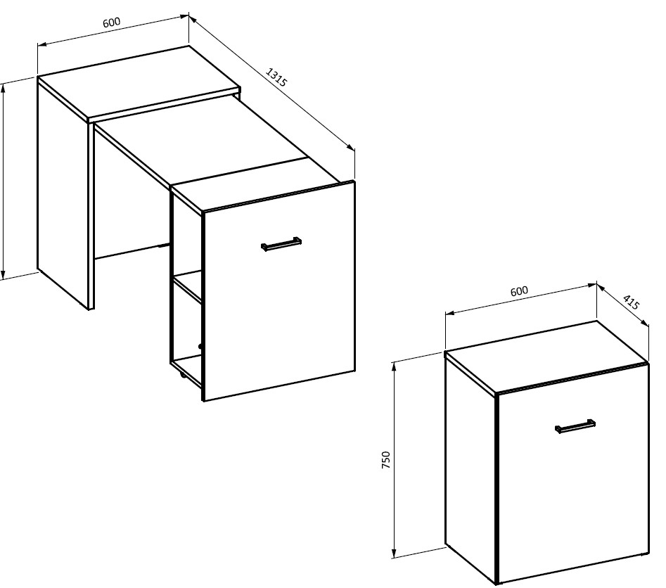 Biurko SMART rozkładane dąb grand 42x60(60x132)cm - 24N3LV03