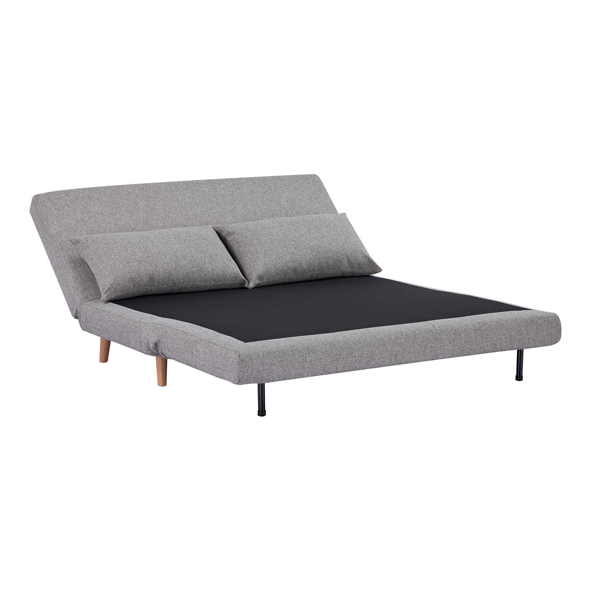 Sofa rozkładana 2-osobowa MARLOW szara naturalne drewniane nóżki - 1302021