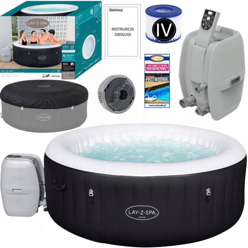 JACUZZI LAY-Z-SPA MIAMI AIRJET z pokrywą 2-4 OSOBOWE 180 x 66 cm - BES60001