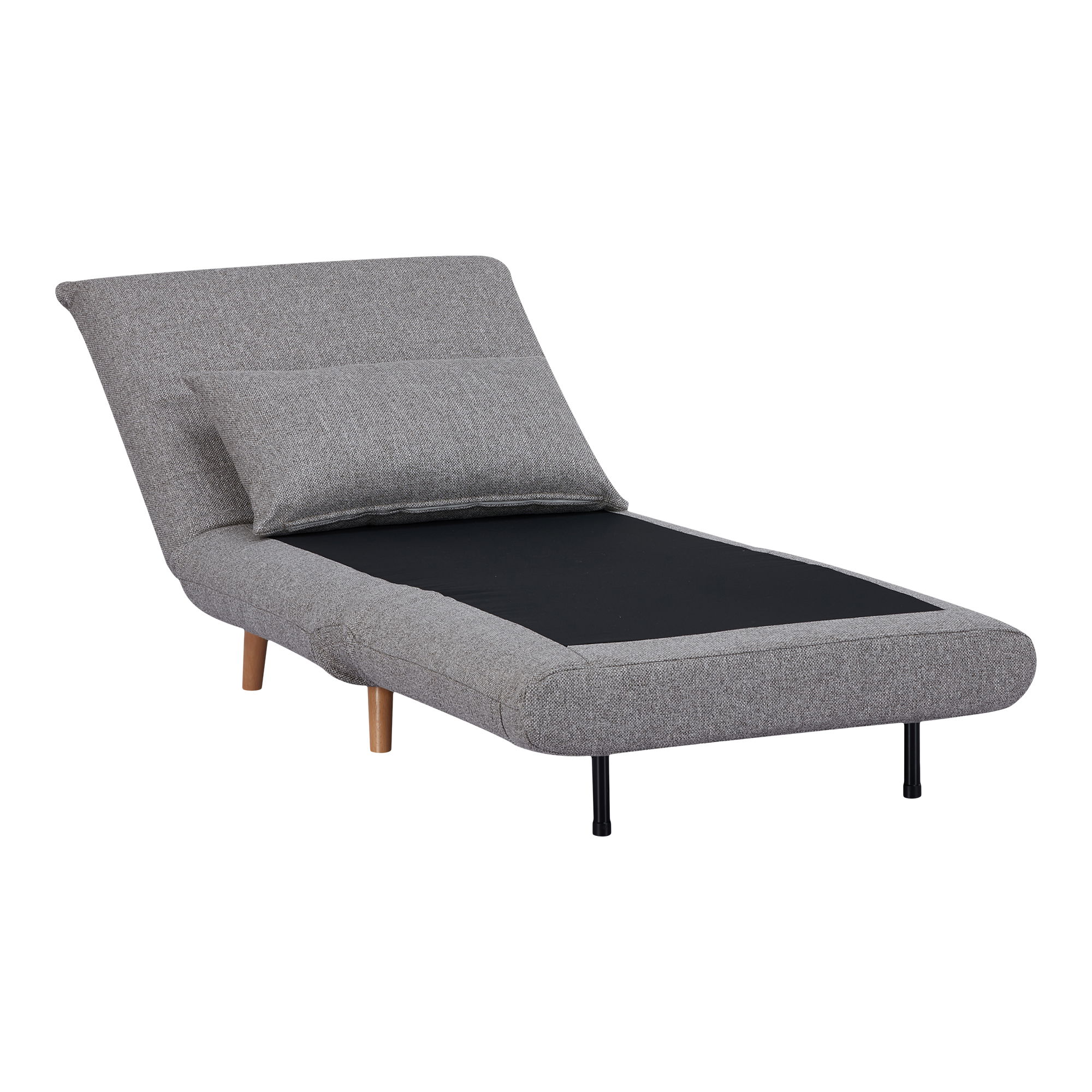 Sofa rozkładana 1-osobowa MARLOW szara naturalne drewniane nóżki - 1302020