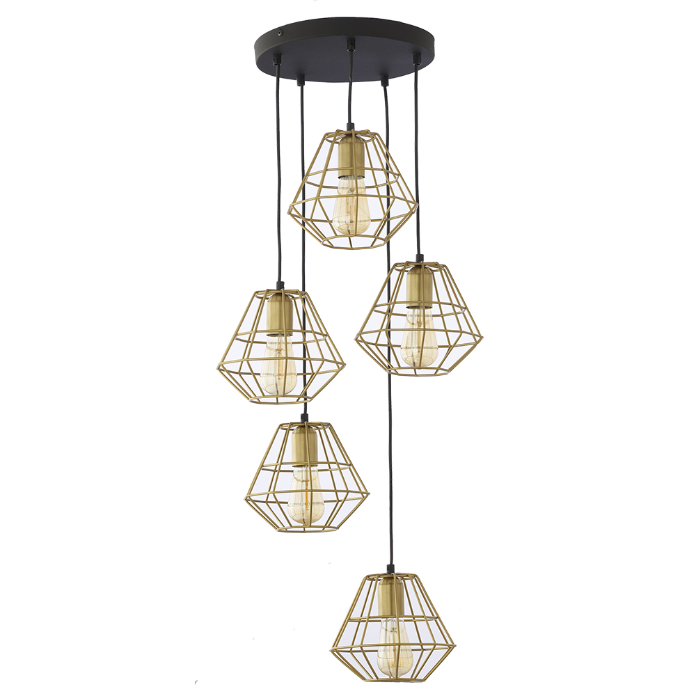 Lampa wisząca DIAMOND czarna złota na okrągłej podstawie 110x47cm