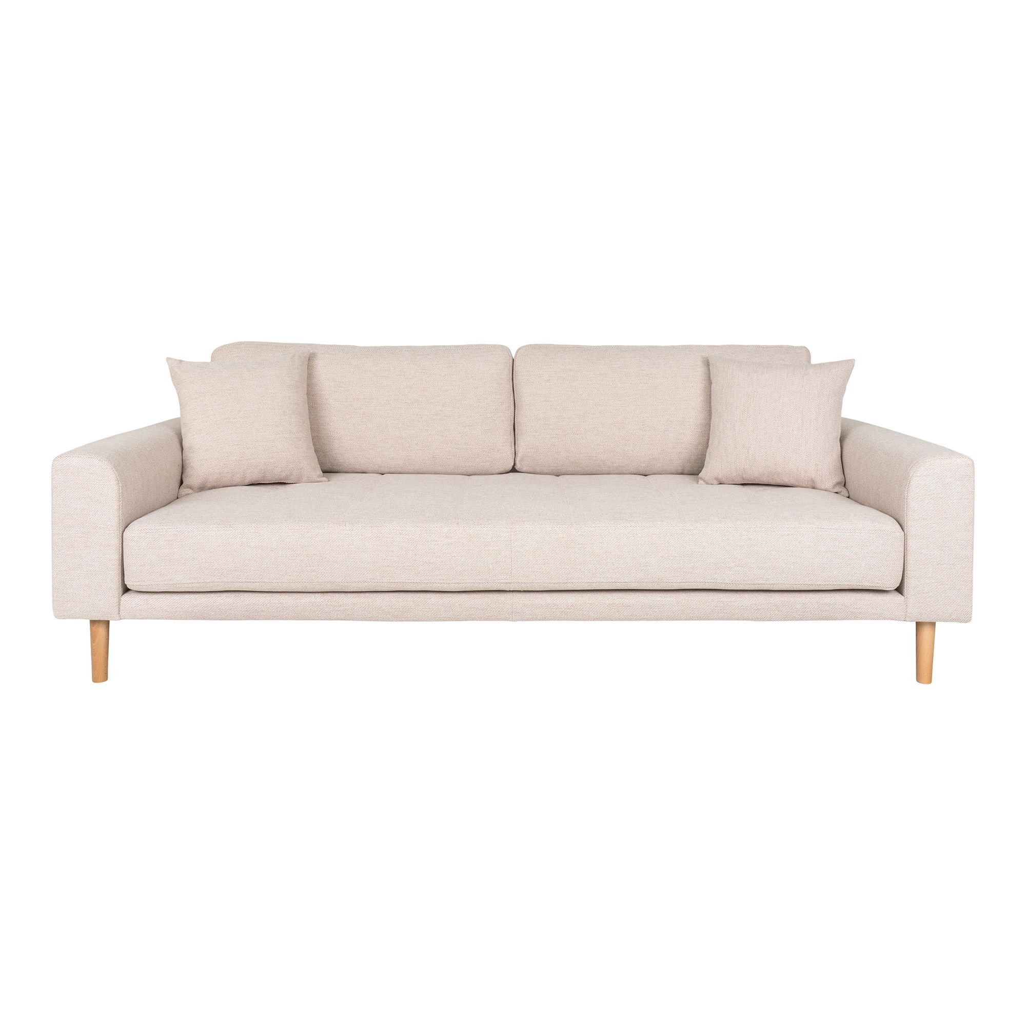 Sofa wypoczynkowa 3-osobowa LIDO piaskowa, naturalne nóżki - 1301753