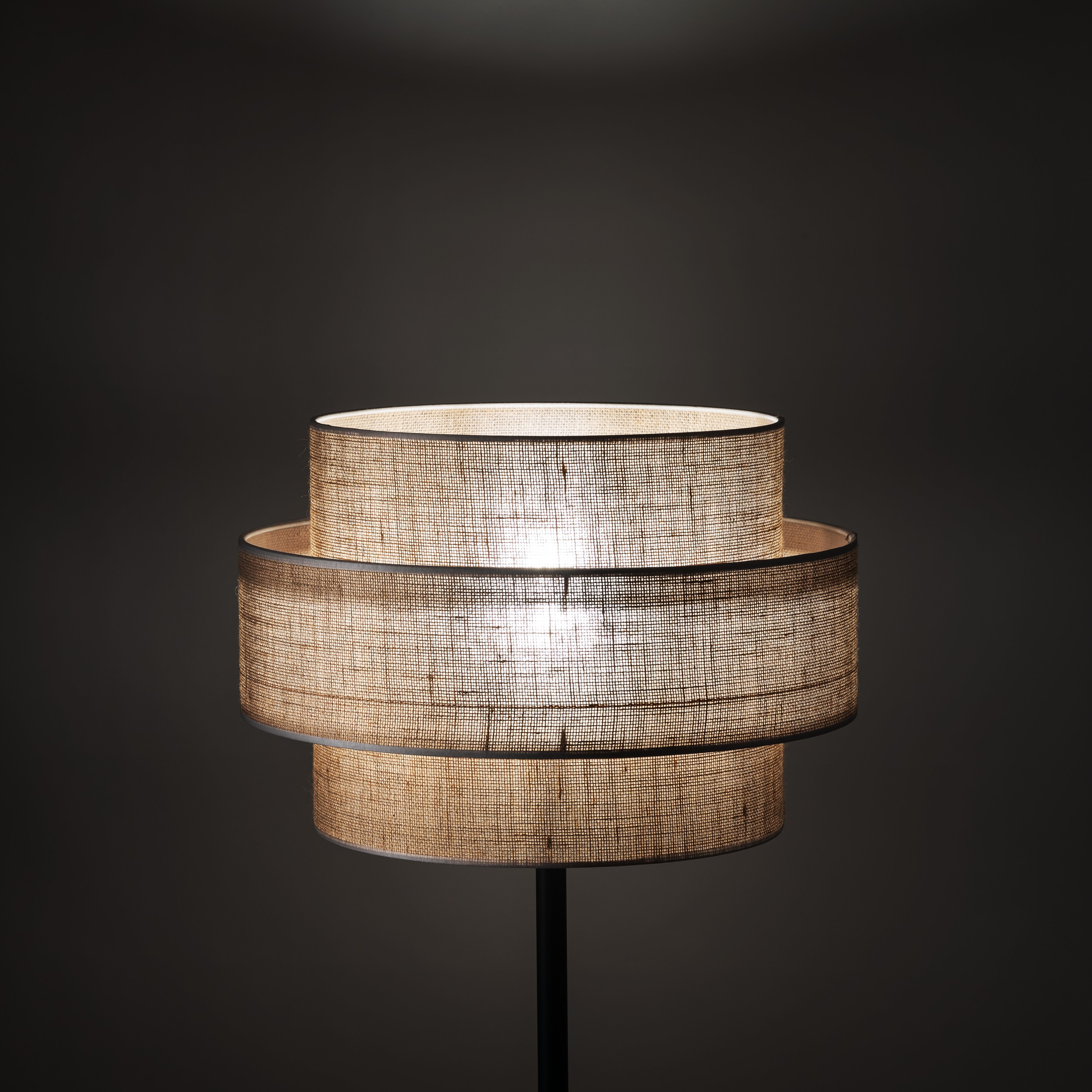Lampa podłogowa CALISTO czarna brązowy abażur z tkaniny 159x50cm - TK_5405