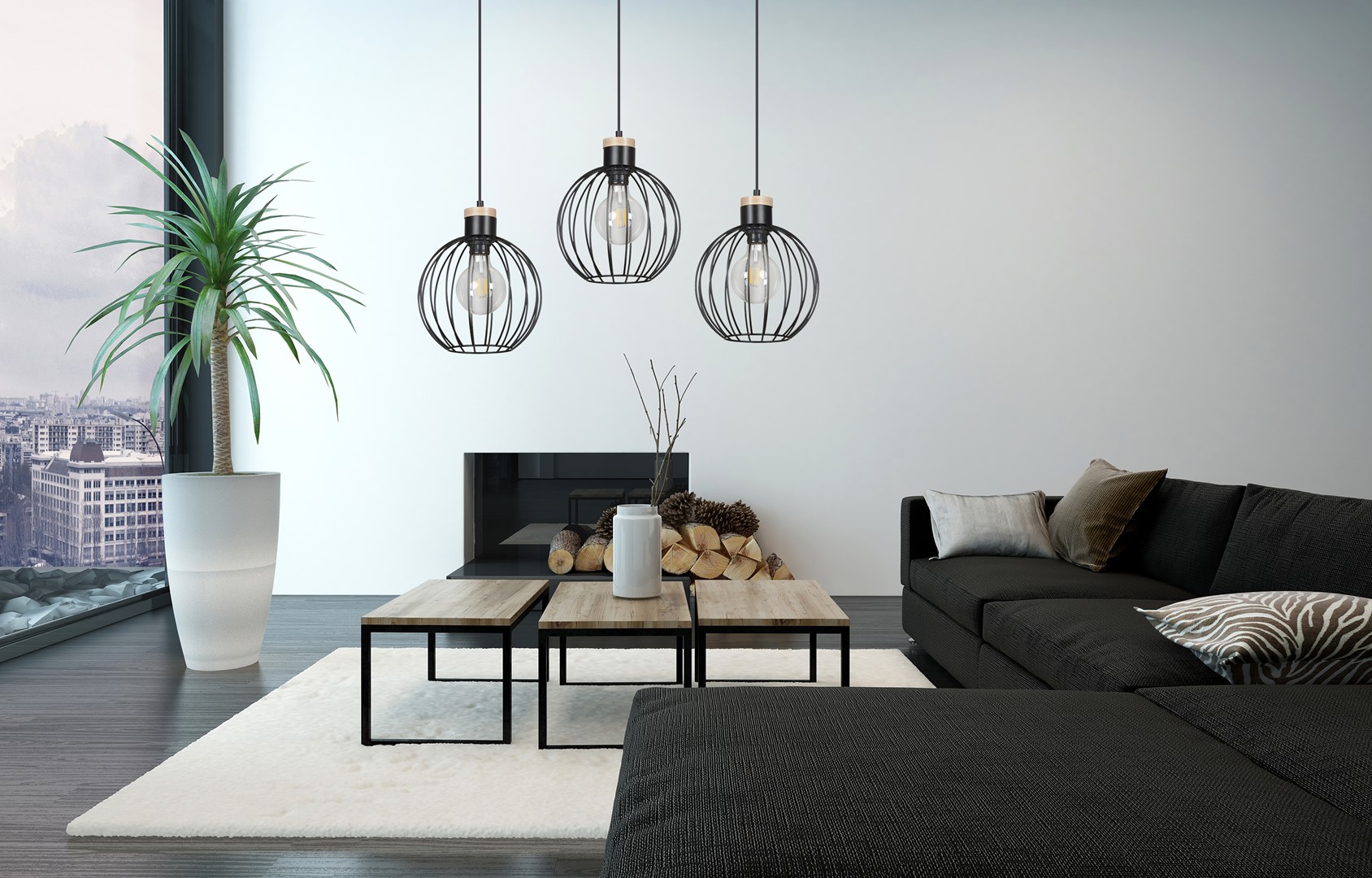 Lampa wisząca BARBADO Czarny 754/3 - 754/3