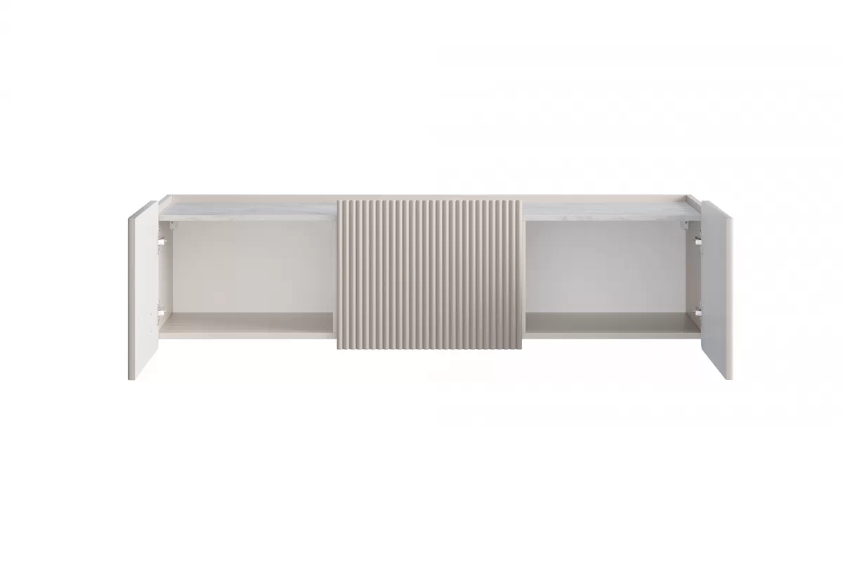 MALMI Szafka RTV 150 2D1SZ - cashmere / crema bianca / wisząca / złote uchwyty - B_162320