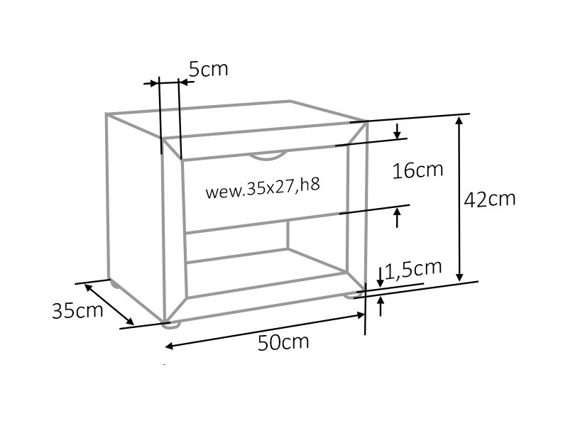 Szafka nocna ET-001 Velvet tapicerowana z szufladą szara Signal - ET001VSZ