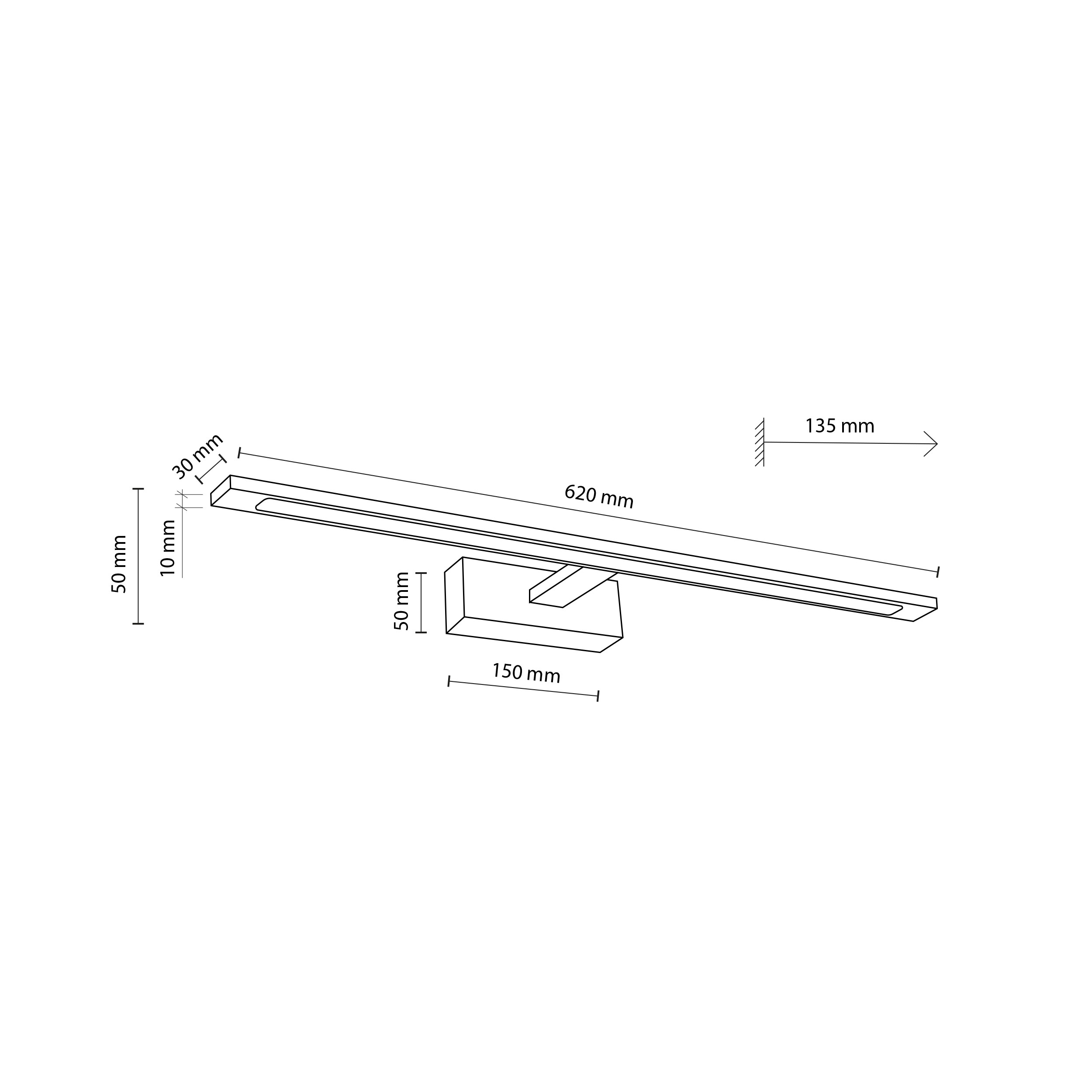 Kinkiet GALLERY LED 20W czarny 62x13x5cm - TK_18002