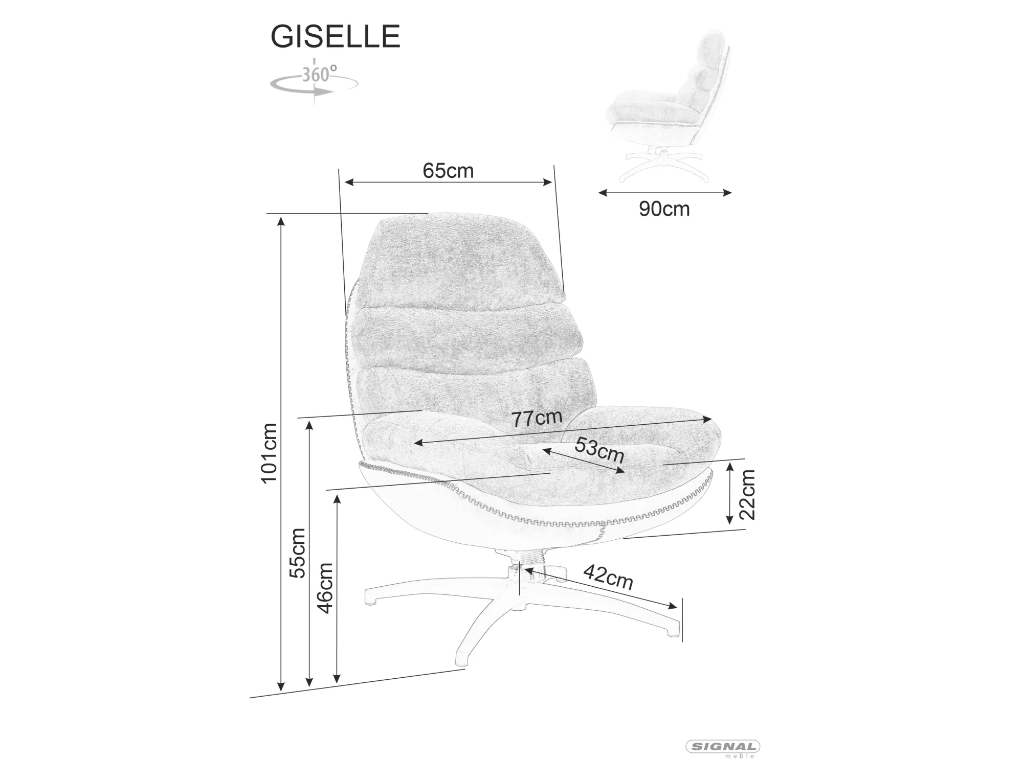 Fotel obrotowy 360st. GISELLE czarny - GISELLEC