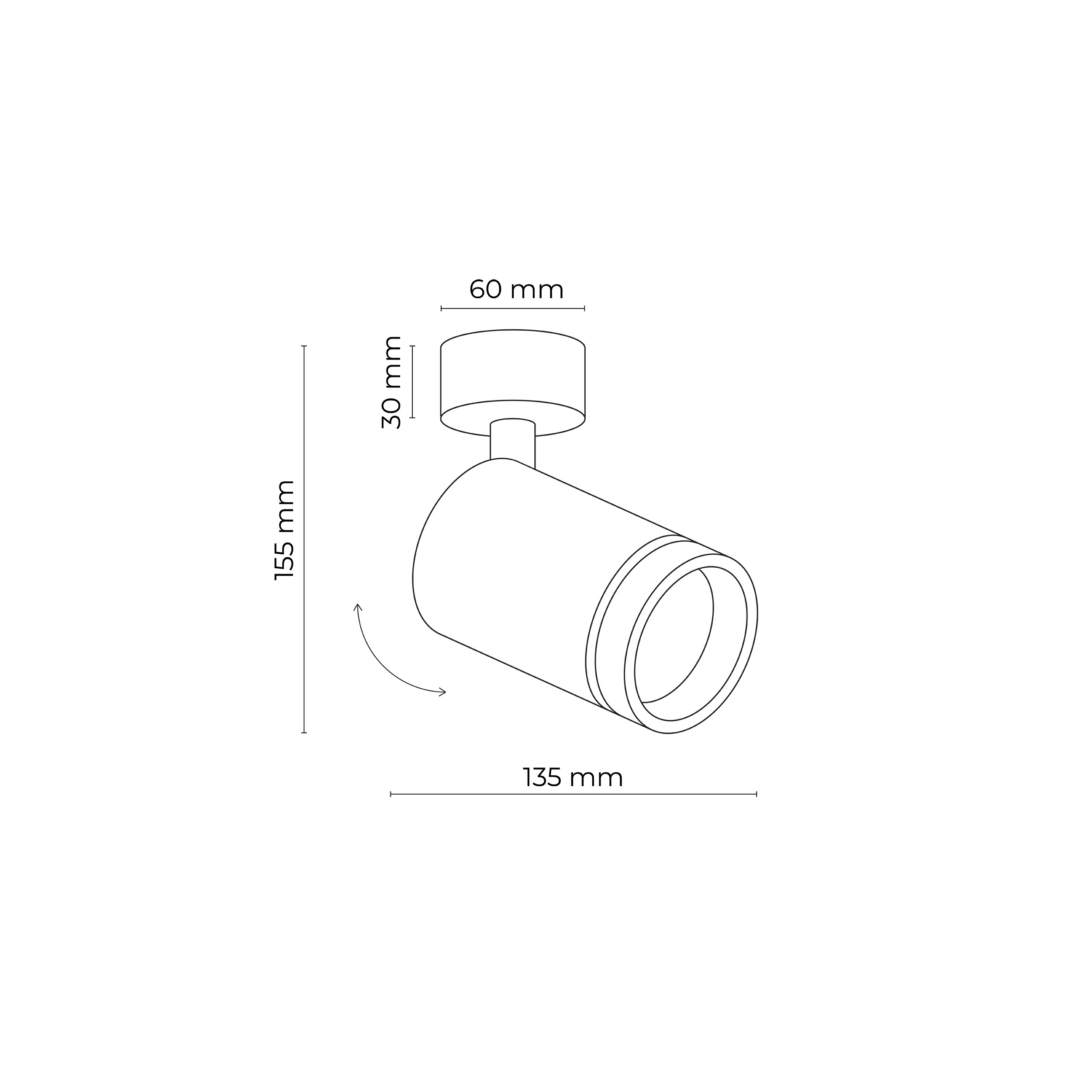 Lampa sufitowa / Kinkiet JET czarny regulowany z pierścieniem świetlnym 15x13x5cm - TK_6910