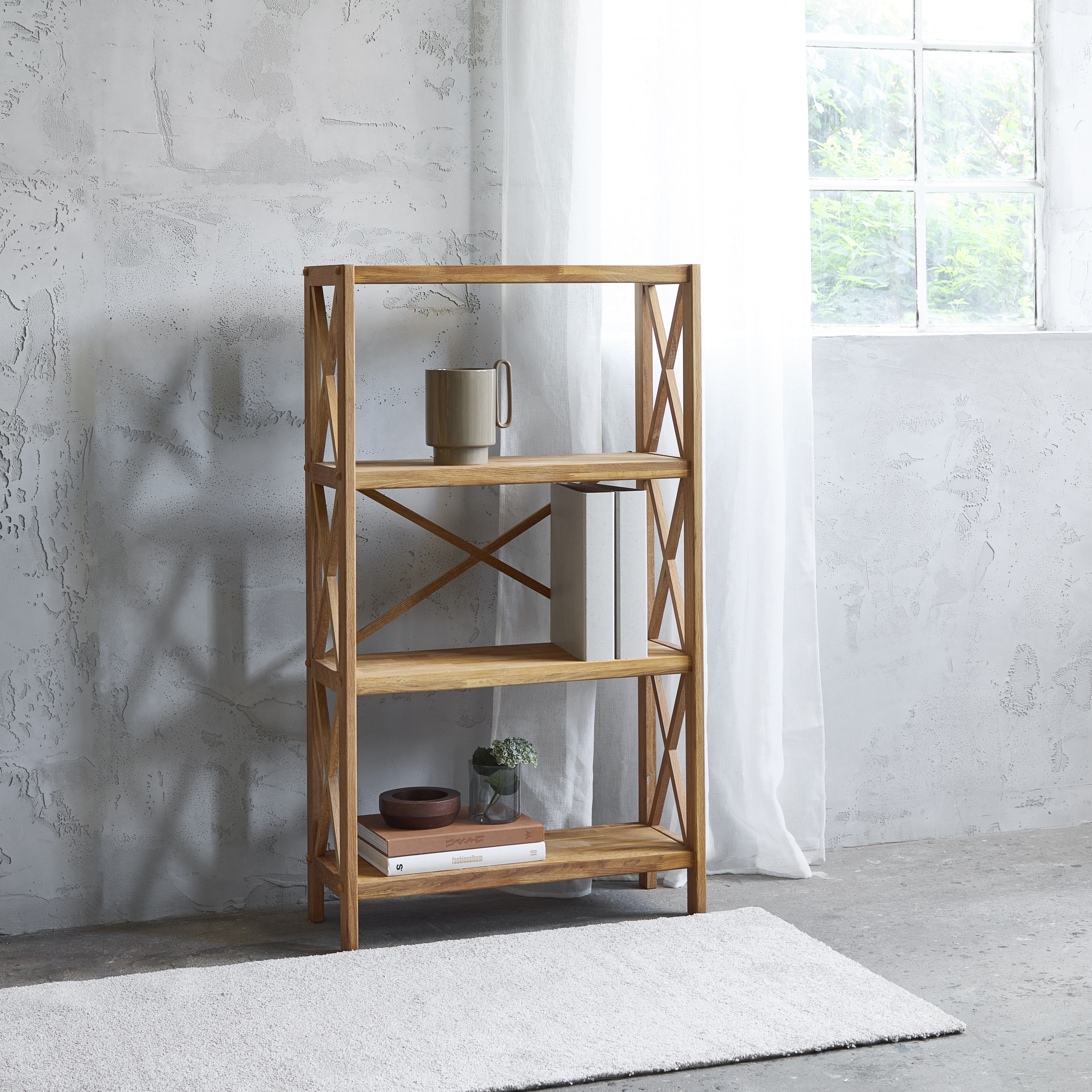 Regał niski X-SHELF wys.124 cm - dąb olejowany - UN_55340800