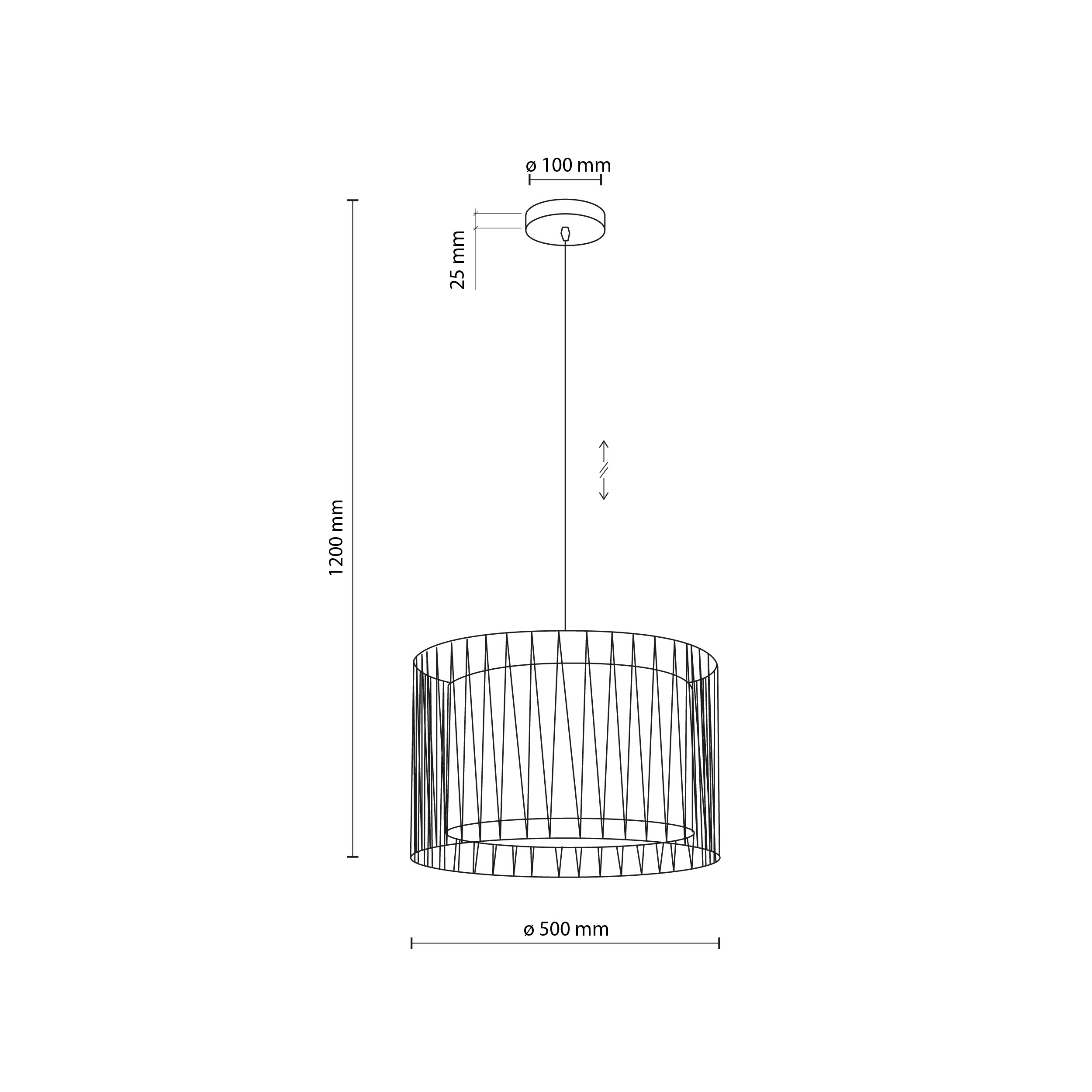 Lampa wisząca HARMONY czarna z brązowym kloszem z tkaniny 120x50cm - TK_4557