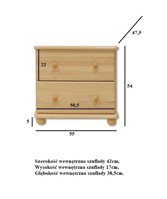 KD103 komoda S55 W55 G47 sosna olcha DREWMAX - 00674