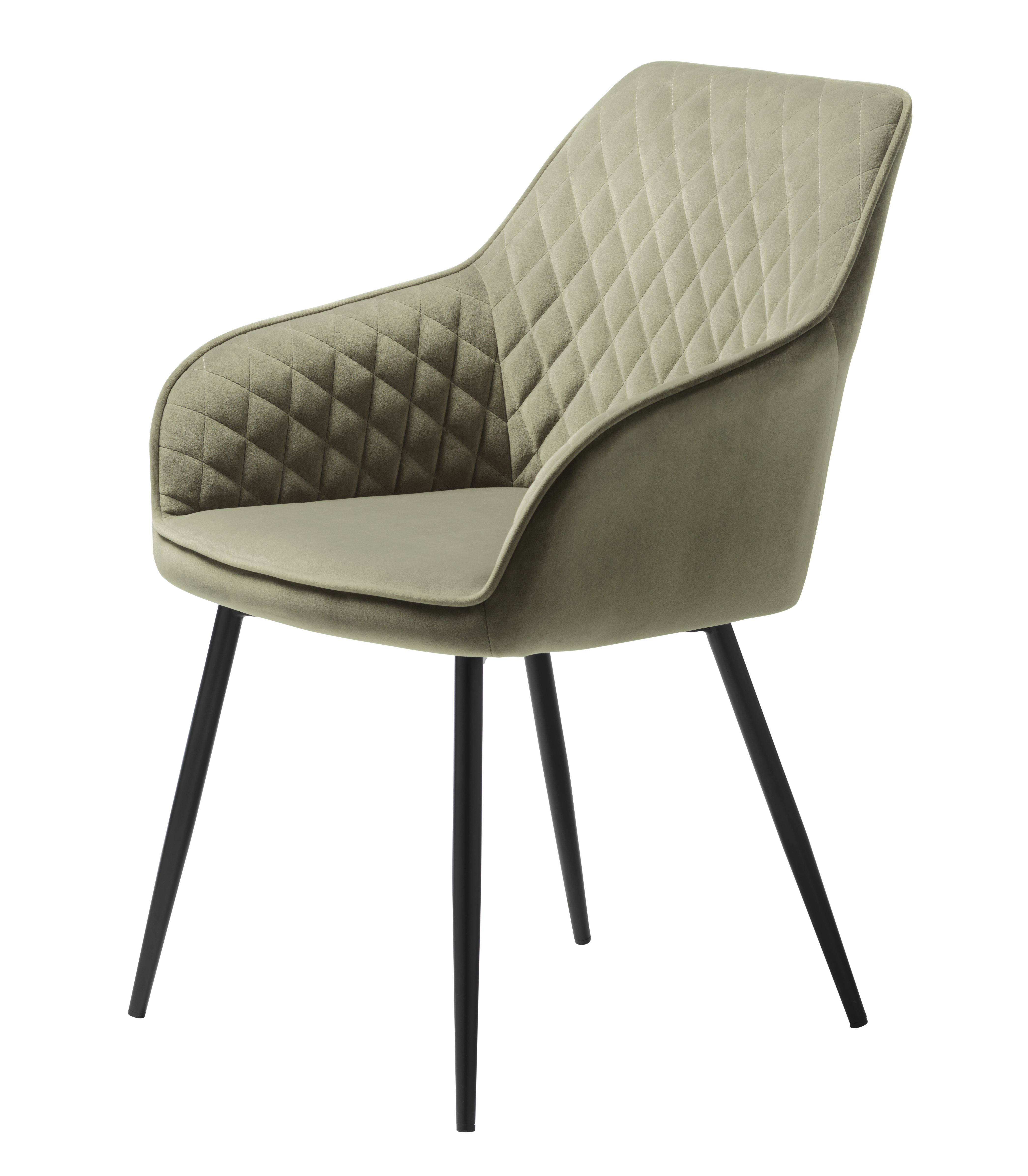 Krzesło z podłokietnikami MILTON Velvet pikowane - oliwkowe - UN_38460008