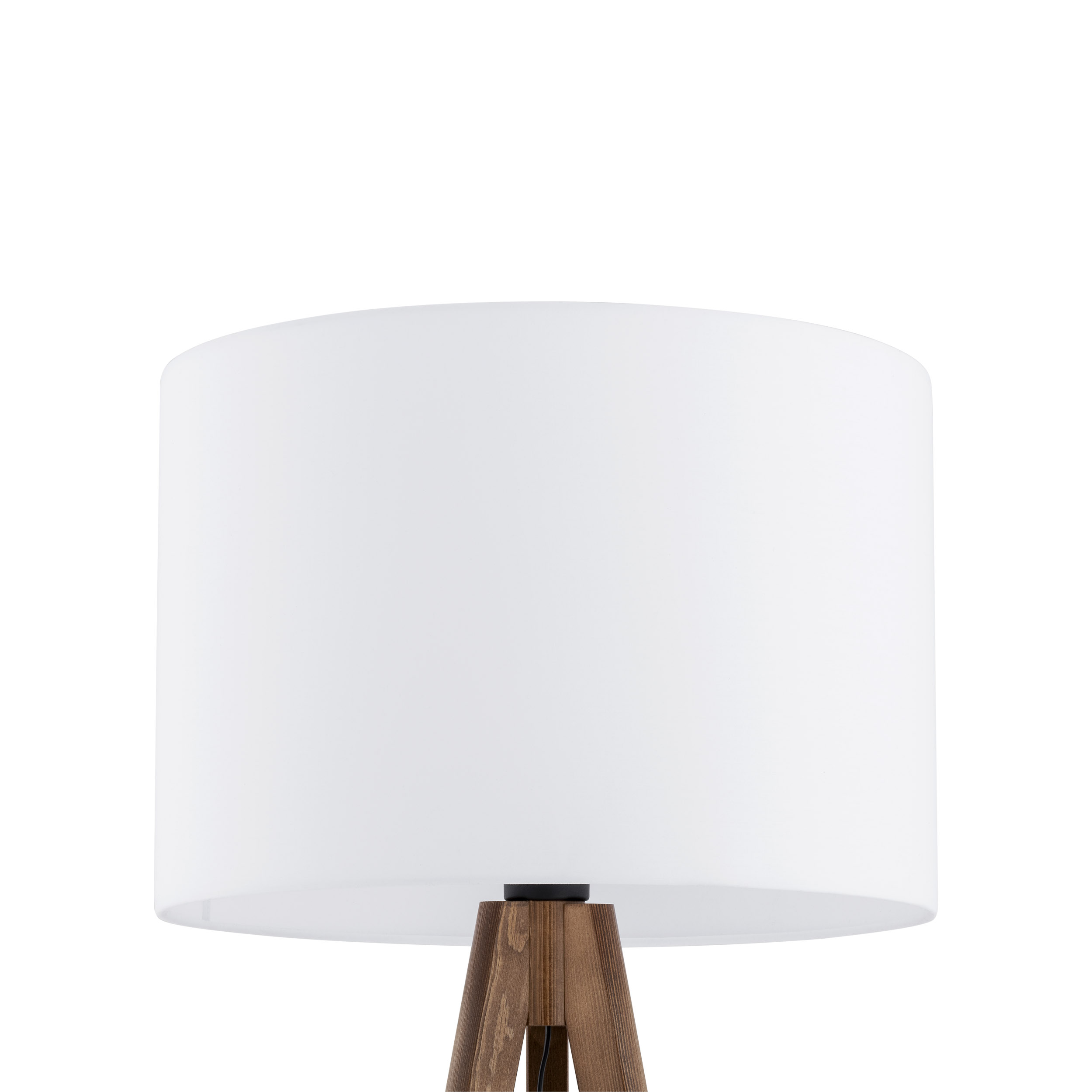 Lampa podłogowa GRAND drewniane nogi z orzecha z białym okrągłym kloszem 145x50cm - TK_16003