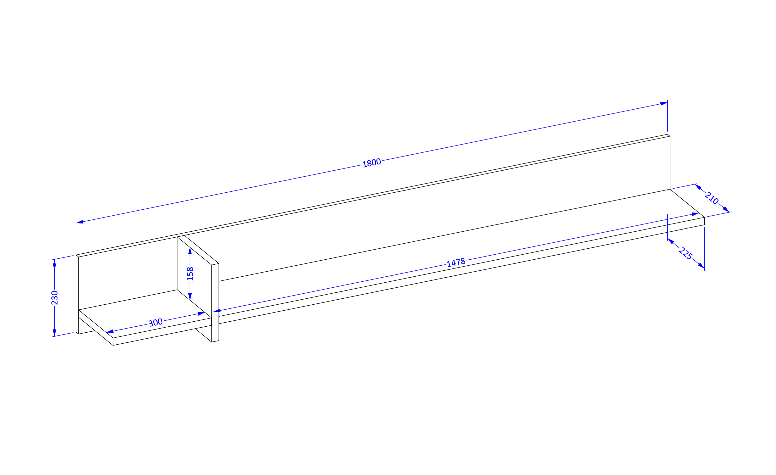 Półka wisząca 180cm CROSS 180cm - zielony, czarny - 24GWMY02