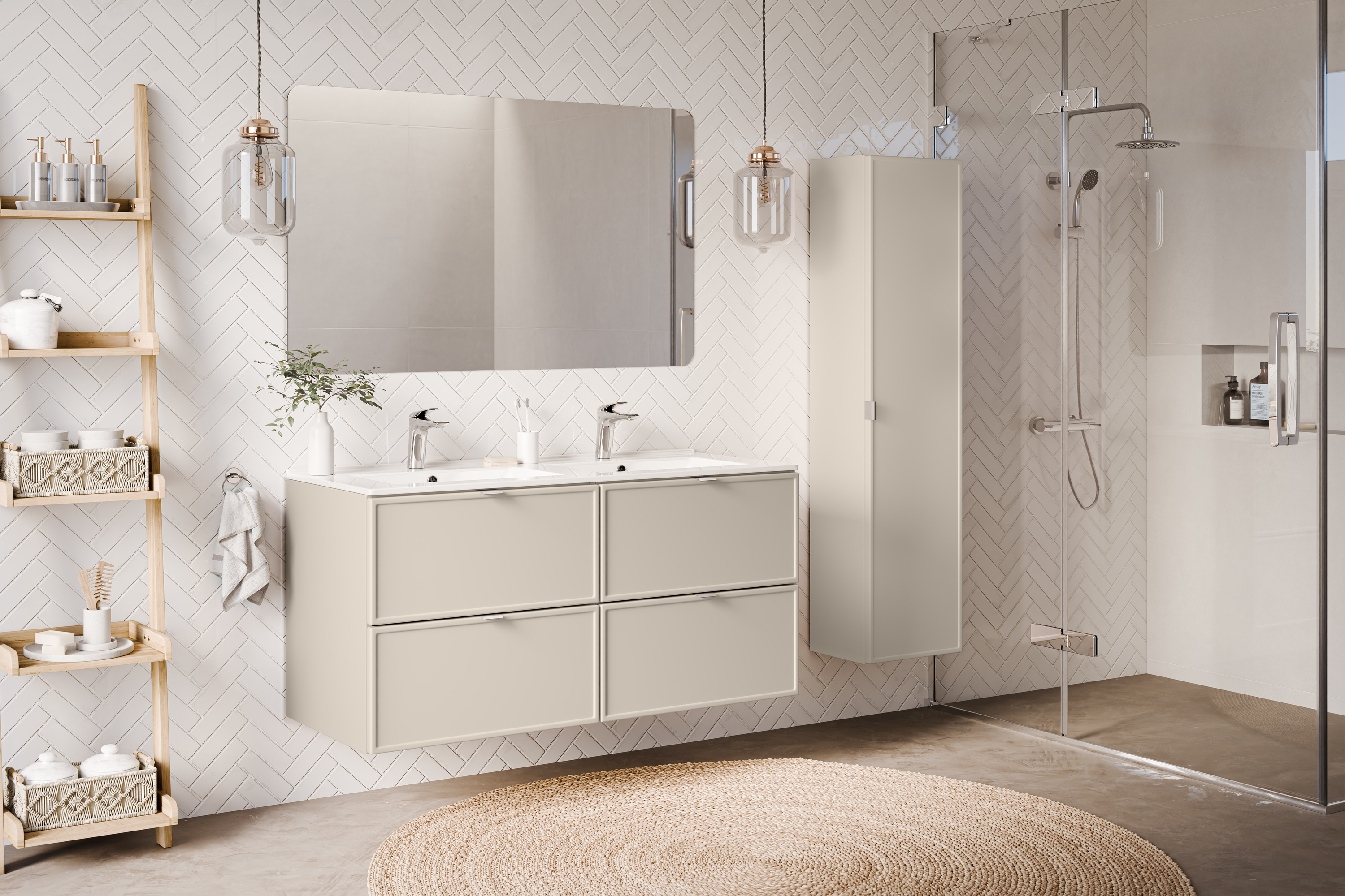 Szafka wisząca wysoka 1-drzwiowa BELLA Cashmere W140cm - BELLA_CASHMERE_80-35-1D