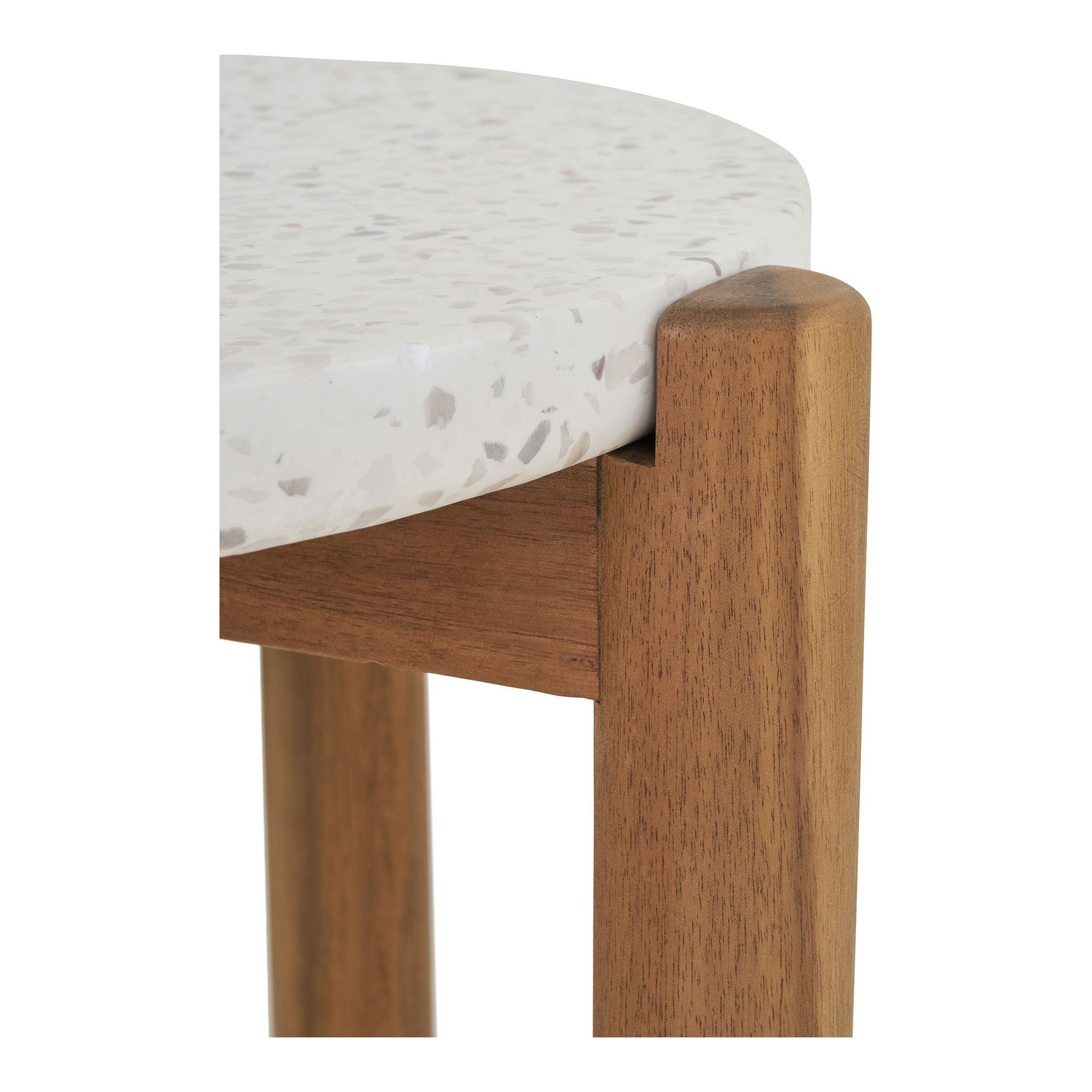Stolik kawowy okrągły TERRACINA lastryko, akacja FI 37 cm - biały, naturalny - 7521000