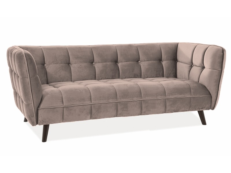 Sofa CASTELLO 3 VELVET beżowy bluvel 28/wenge