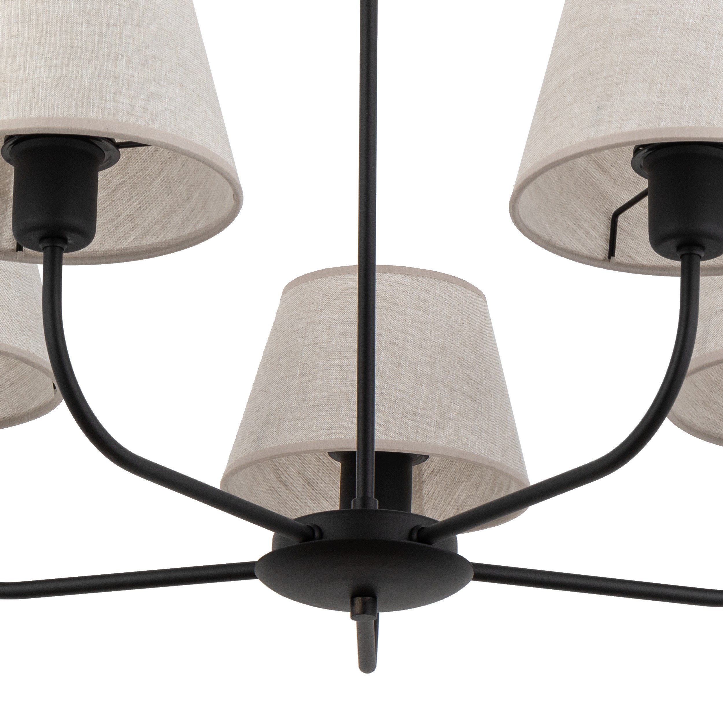 Lampa wisząca CHICAGO czarna z brązowymi kloszami z tkaniny 86x68x65cm - TK_3989